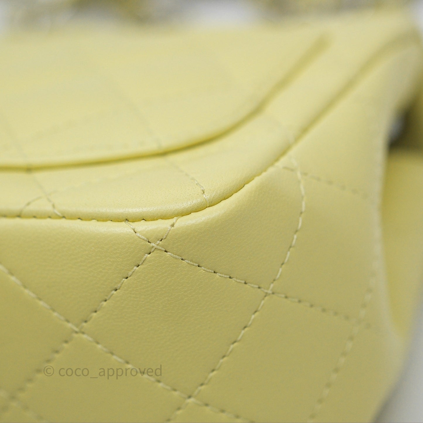 Chanel Mini Square Flap Quilted Yellow Lambskin Silver Hardware