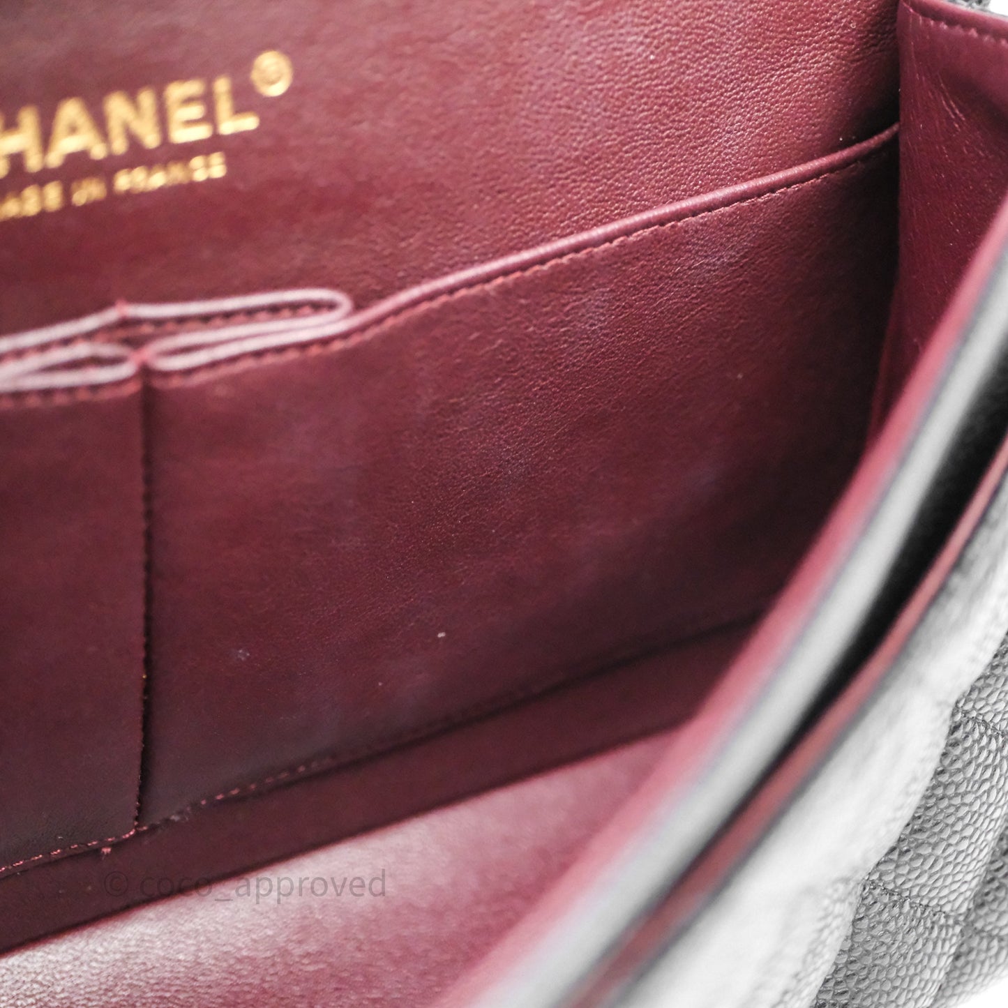 Chanel Classic M/L Medium Flap Quilted Black Caviar Gold Hardware