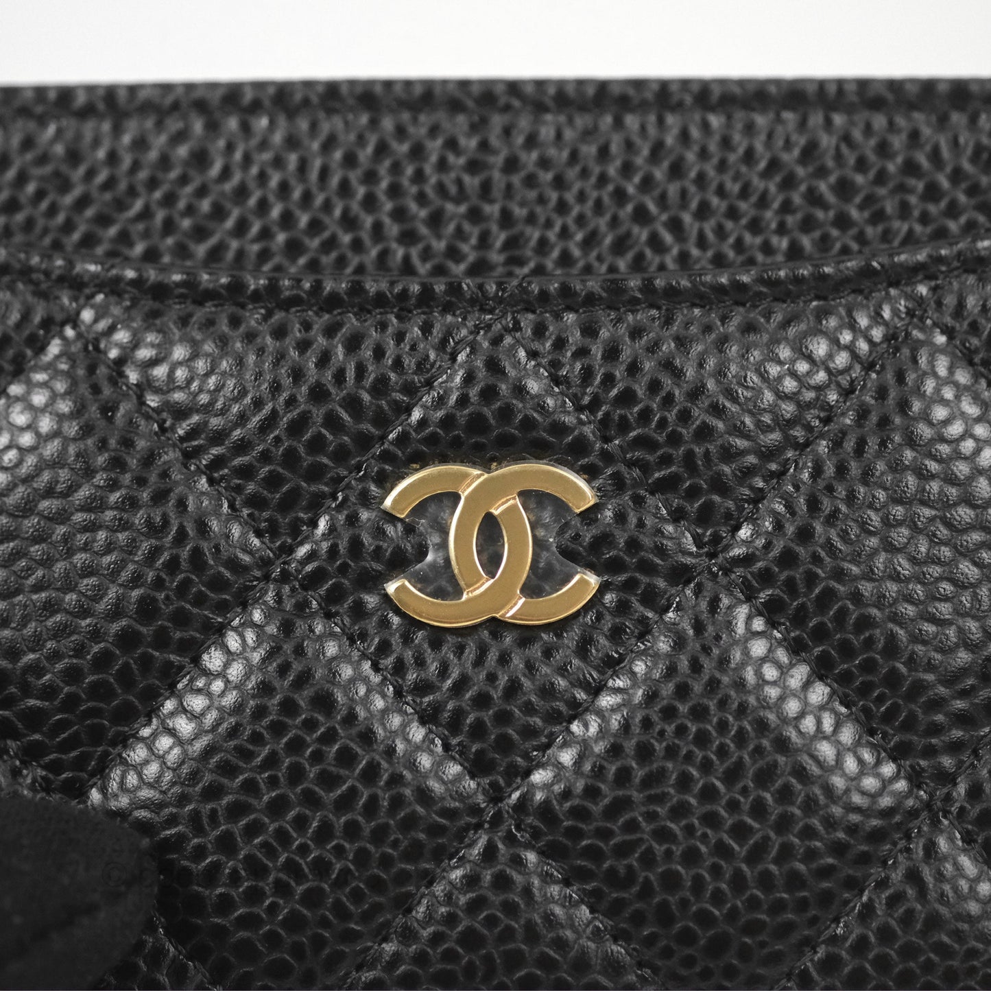 Chanel Classic Flat Card Holder Black Caviar Gold Hardware