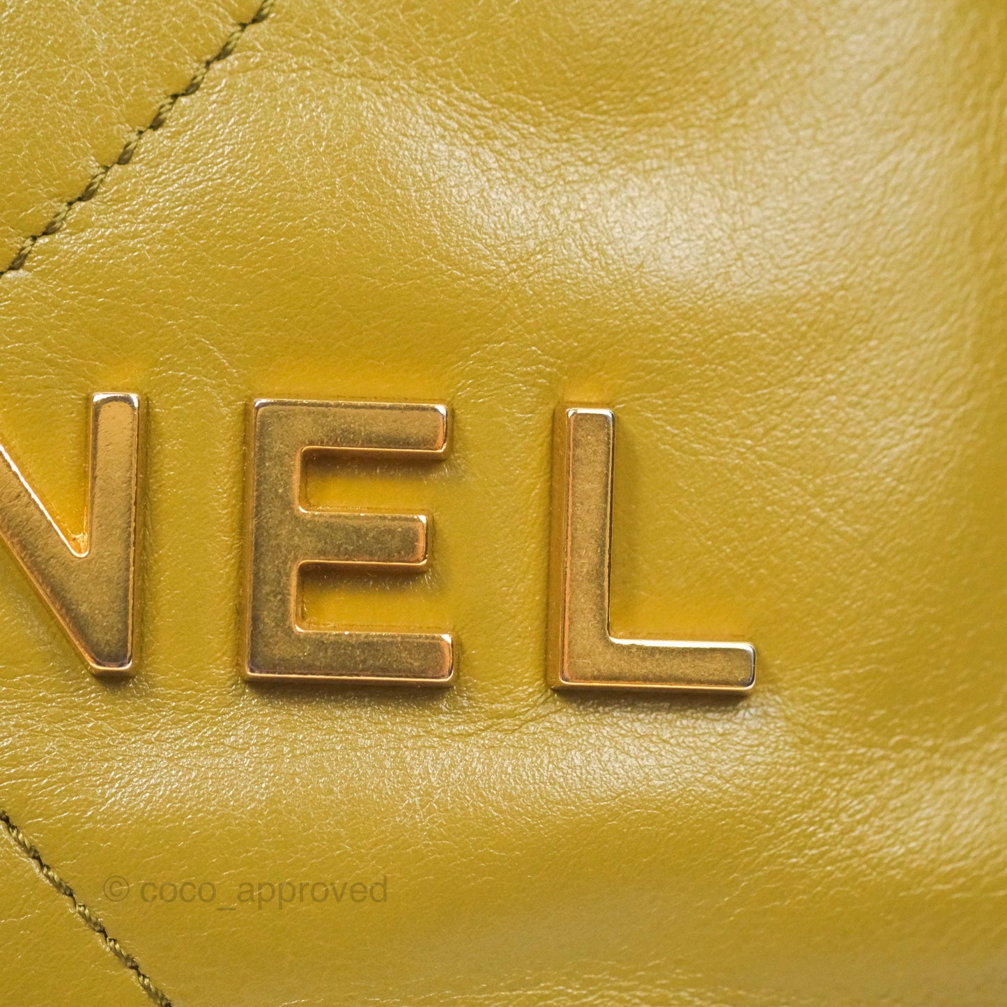 Chanel 22 Mini Bag Olive Shiny Crumpled Calfskin Aged Gold Hardware