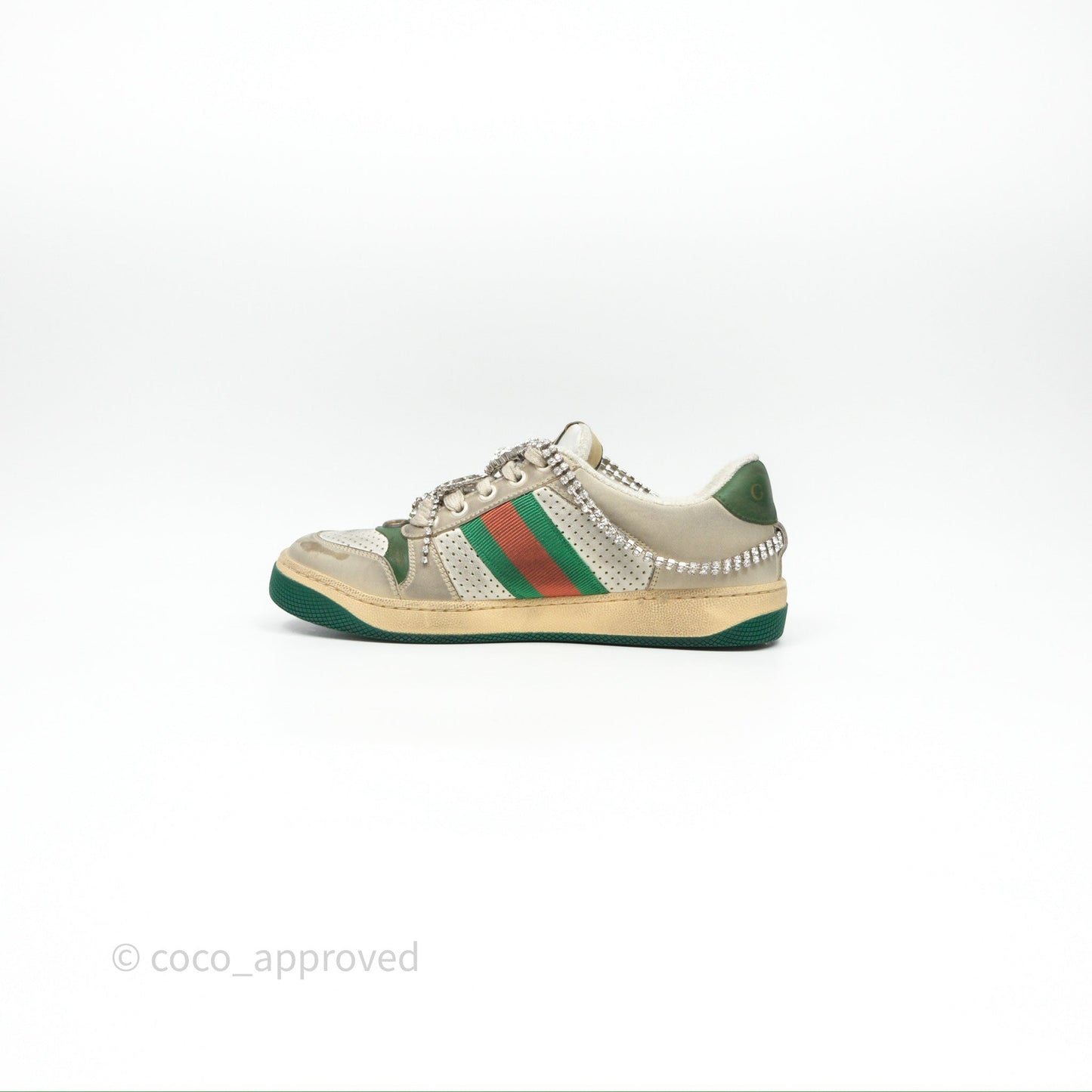 Gucci Crystals Embellished Low Top Sneakers Size 37