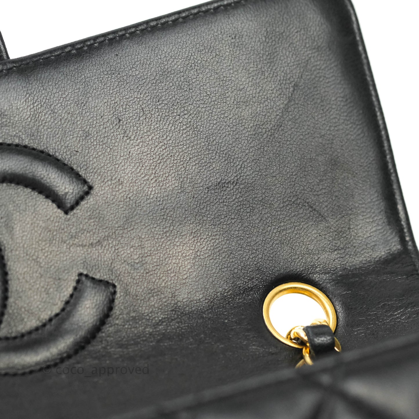 Chanel Vintage Flap Bag with Purse Pouch Black Lambskin 24K Gold Hardware