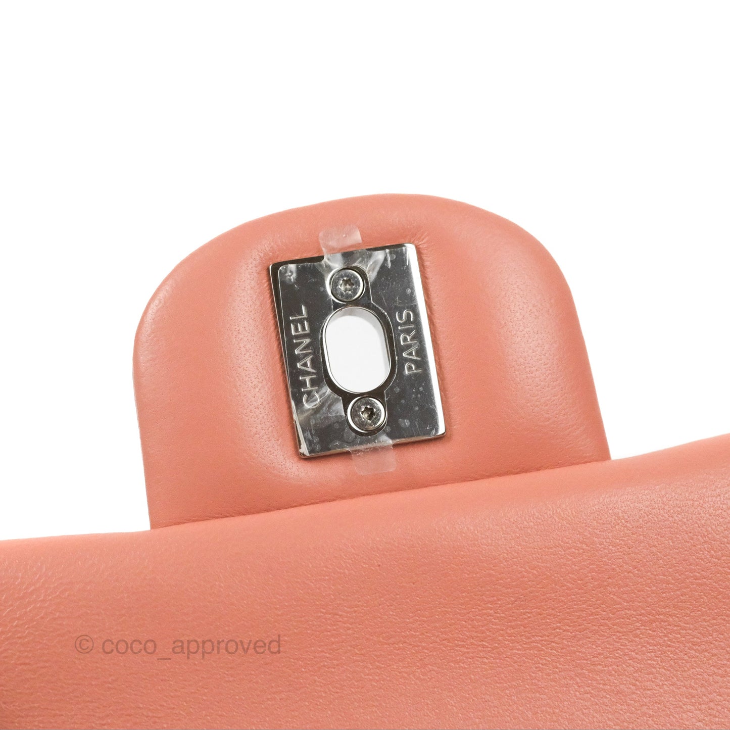 Chanel Quilted Mini Rectangular Flap Salmon Pink Lambskin Silver Hardware 21B