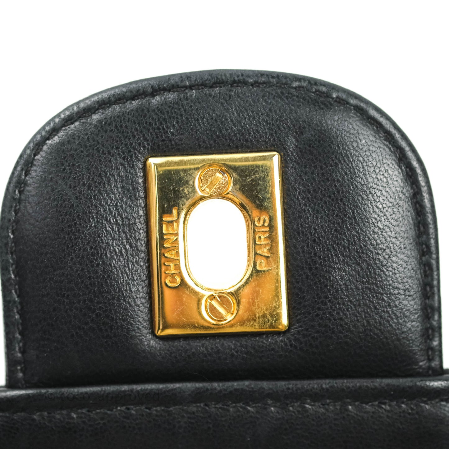 Chanel Vintage M/L Quilted Lambskin Medium Double Flap Bag Black