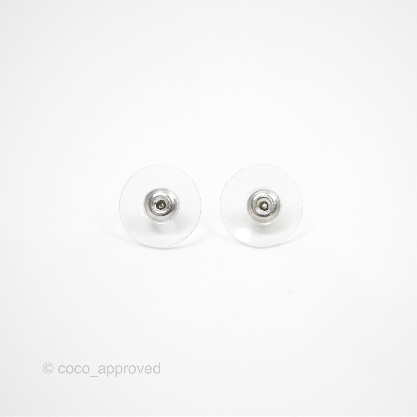 Chanel CC Resin Round Earrings White/ Silver Tone 05V