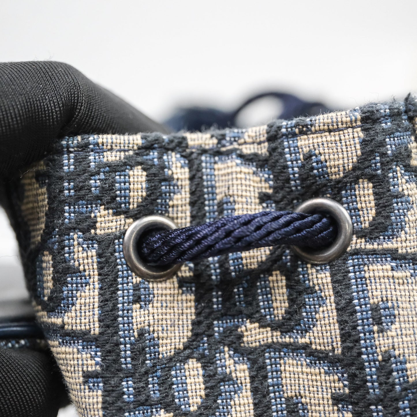 Christian Dior Mini Backpack Oblique Jacquard Beige and Blue