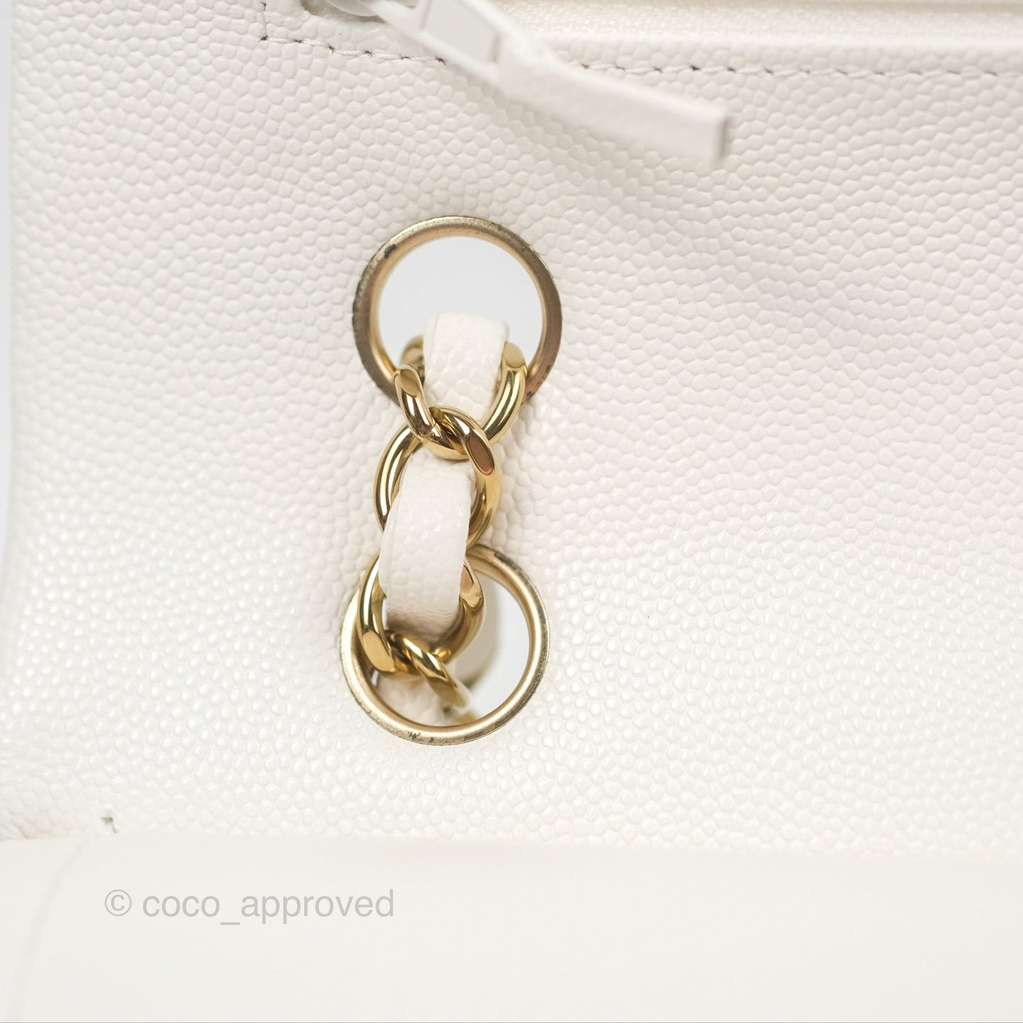 Chanel Classic M/L Medium Flap Quilted White Caviar Gold Hardware