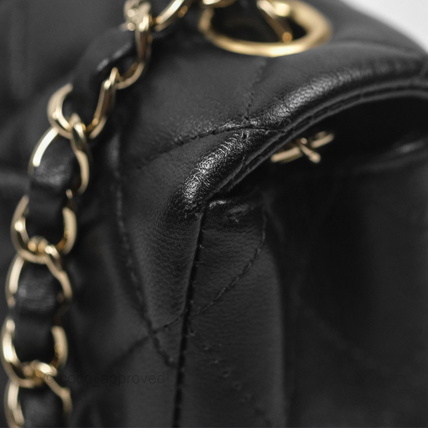 Chanel Quilted Mini Rectangular Flap Black Lambskin Gold Hardware