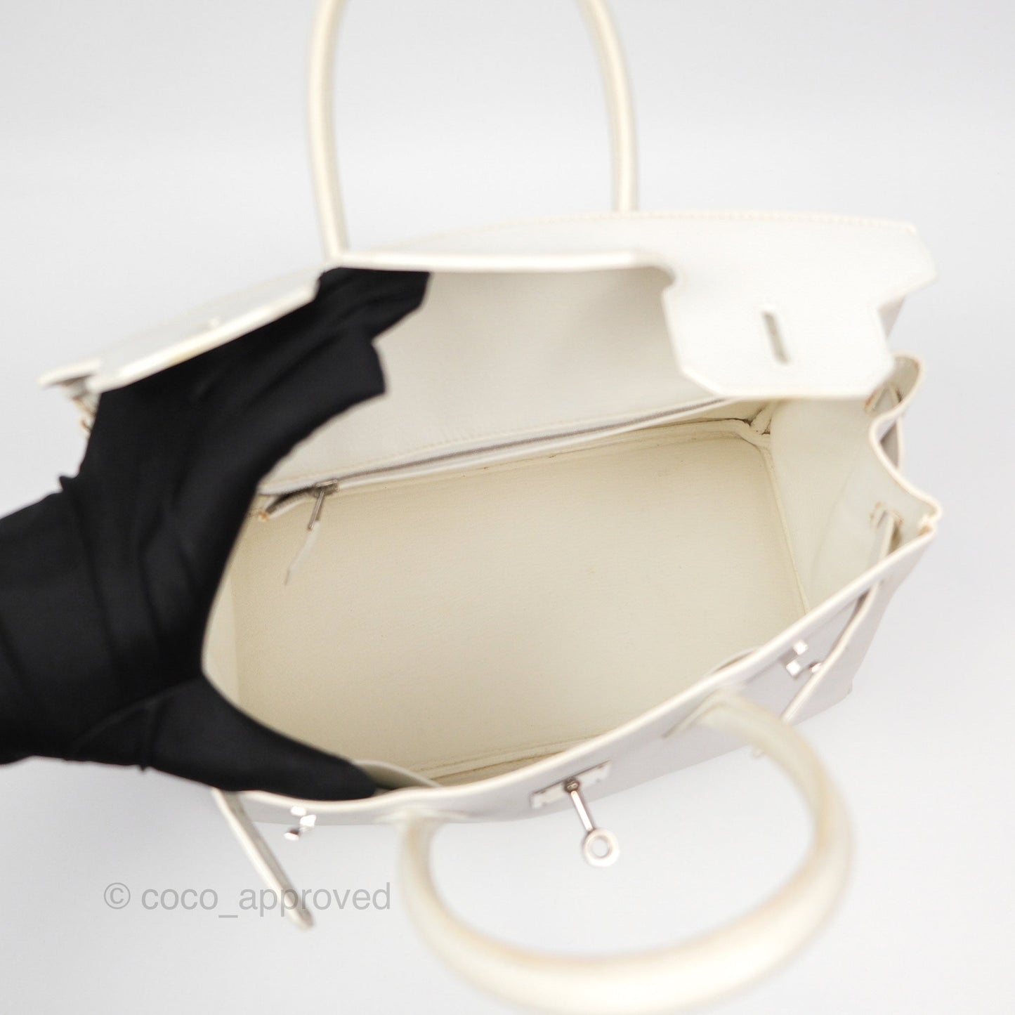 Hermès Birkin 30 Retourne White Epsom Palladium Hardware