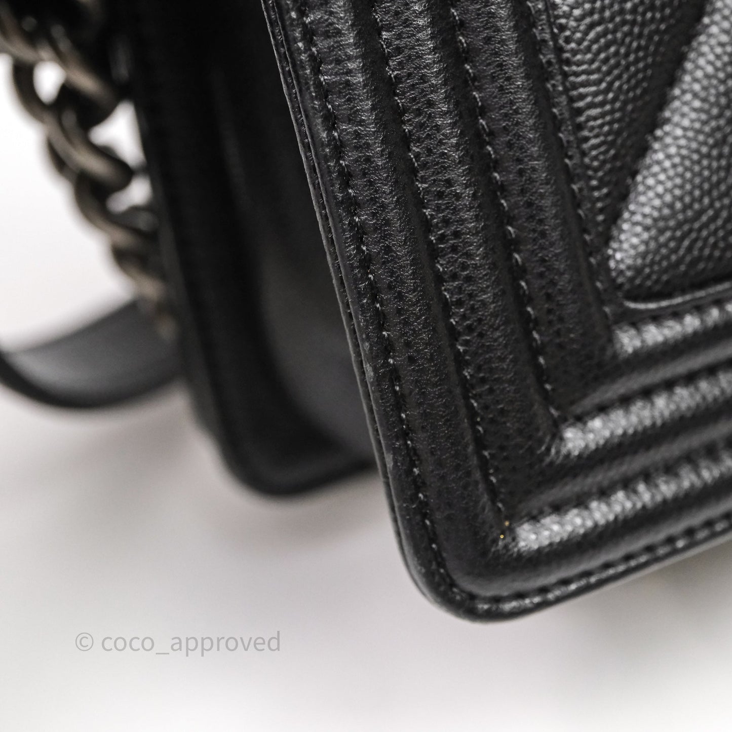 Chanel Medium Boy Chevron Black Caviar Ruthenium Hardware