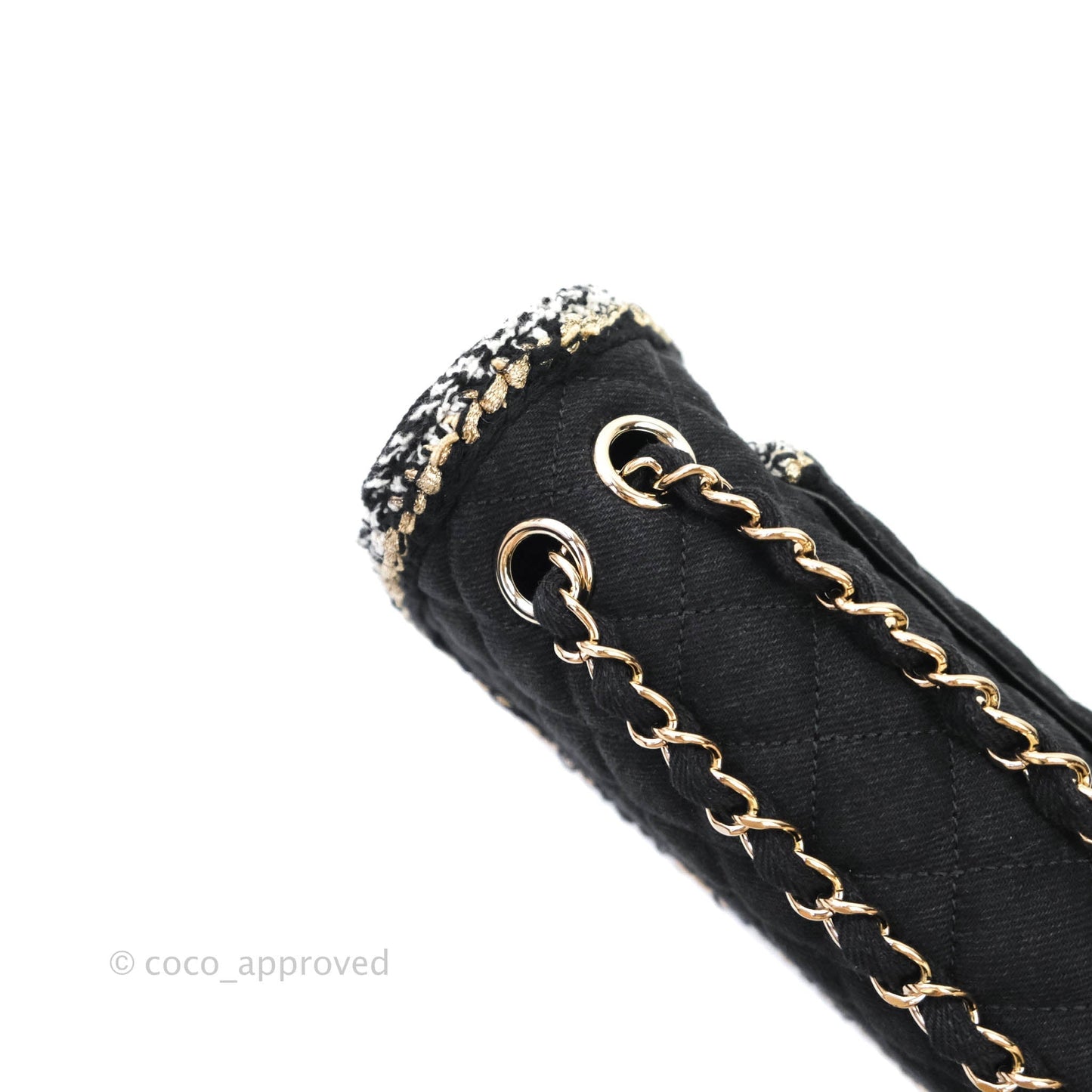 Chanel Classic Flap Bag Black Denim Braided Gold Hardware 18A