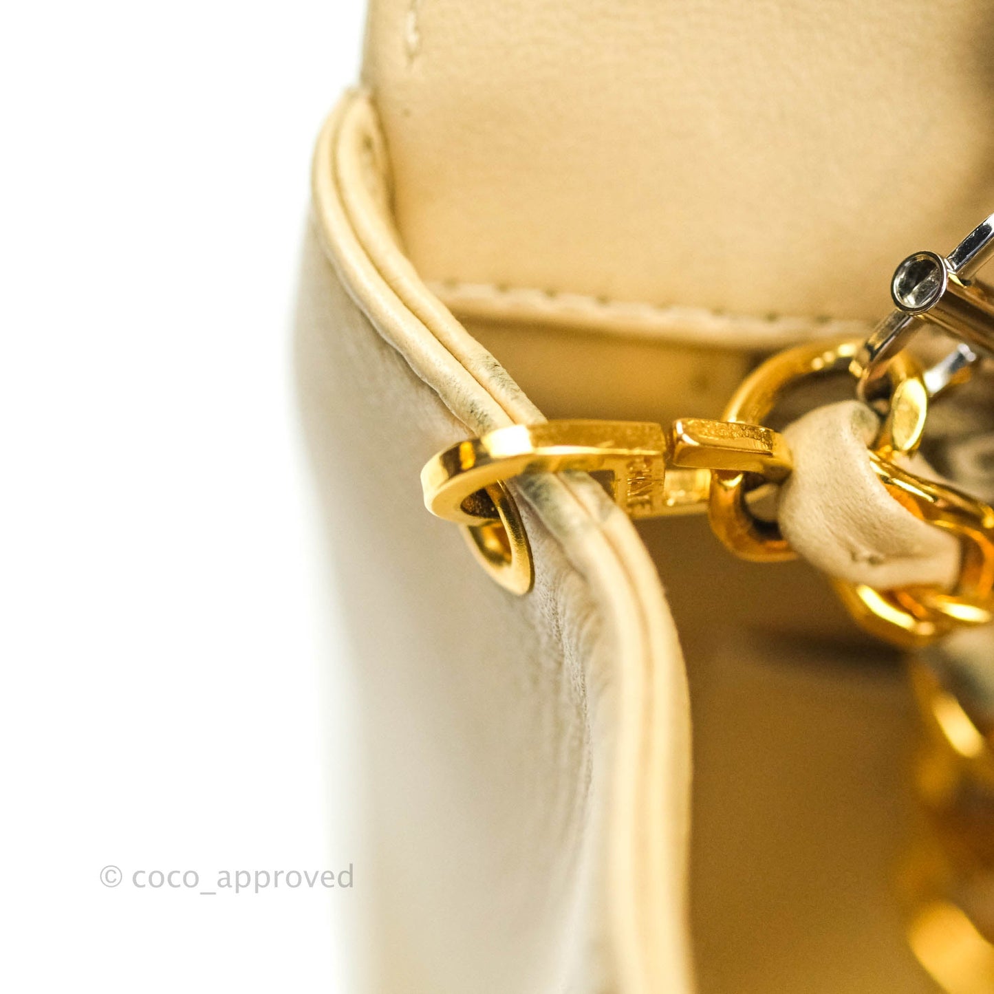 Chanel Vintage Small Quilted Classic Diana Flap Bag Beige Lambskin 24K Gold Hardware
