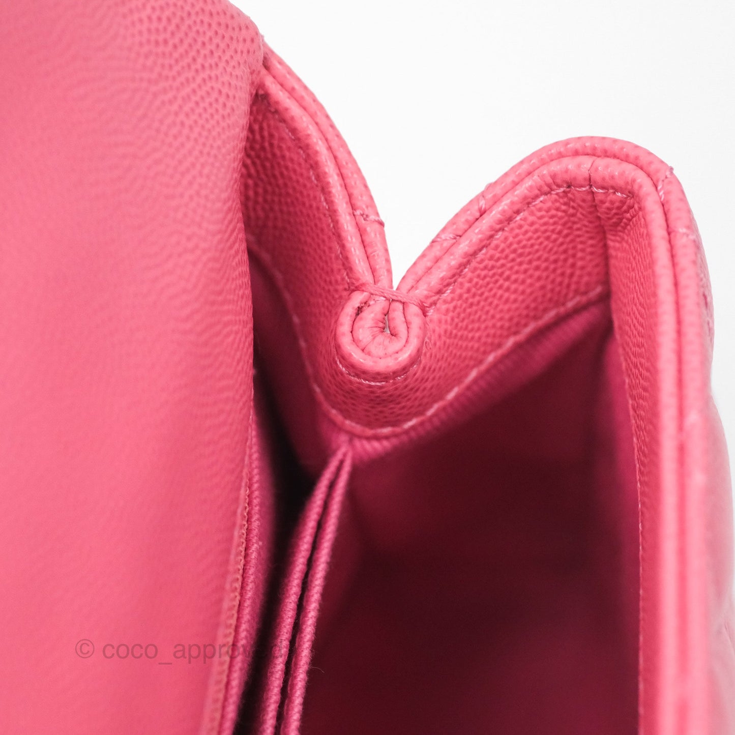 Chanel Small Coco Handle Quilted Pink Caviar Aged Gold Hardware Lizard Handle