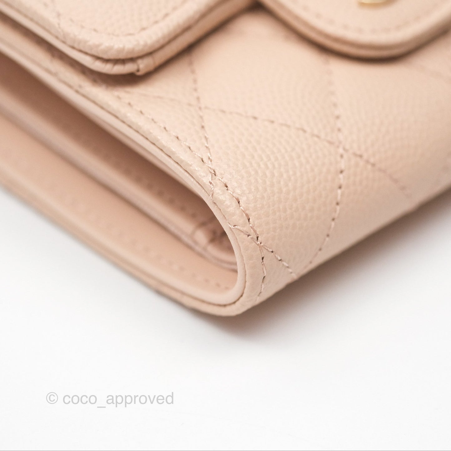 Chanel Classic Short Flap Wallet Beige Pink Caviar Gold Hardware