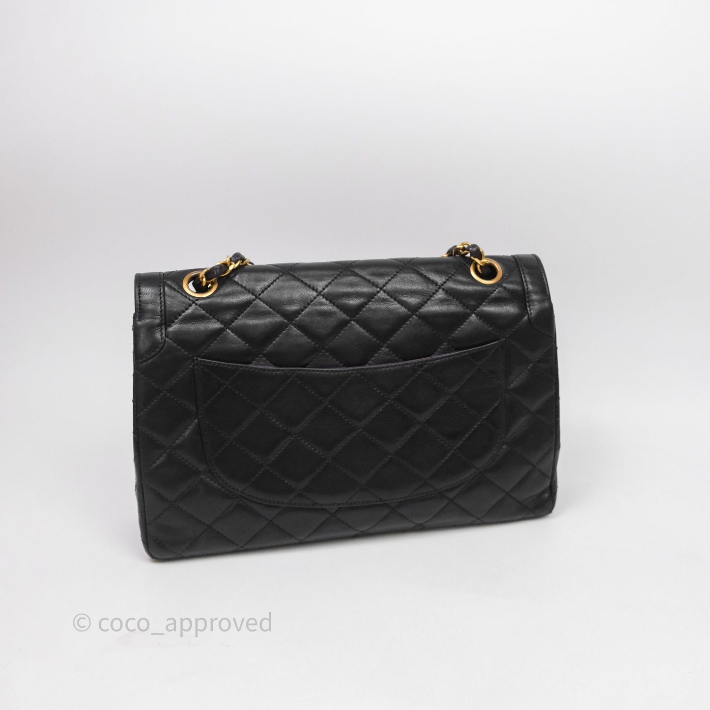 Chanel Quilted Vintage Flap Bag Lambskin Black 24K Gold Hardware