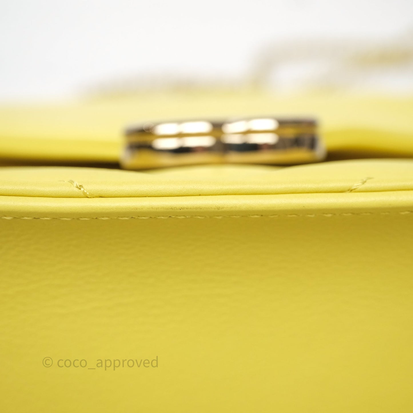 Chanel Chevron Square Envelope Flap Bag Yellow Calfskin Gold Hardware 19C