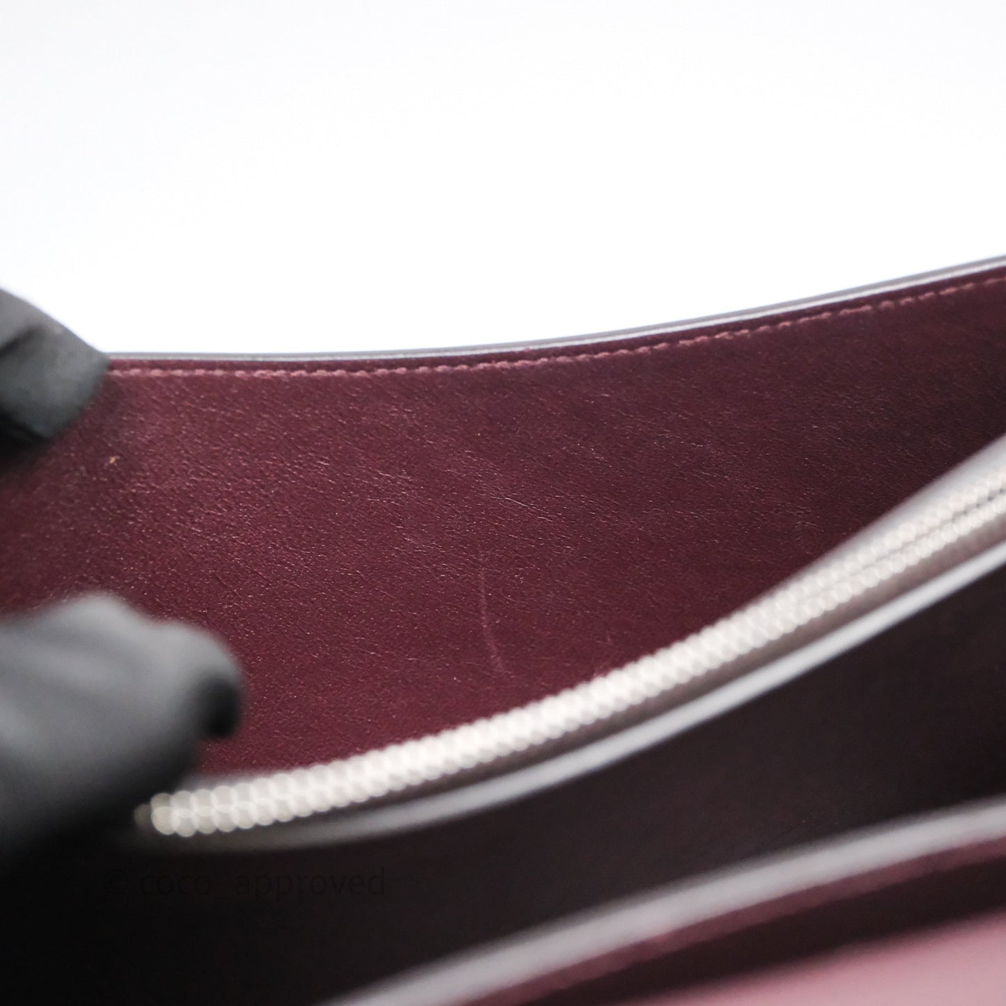 Celine Medium Frame Bag Burgundy / Pearl Blue Calfskin Silver Hardware