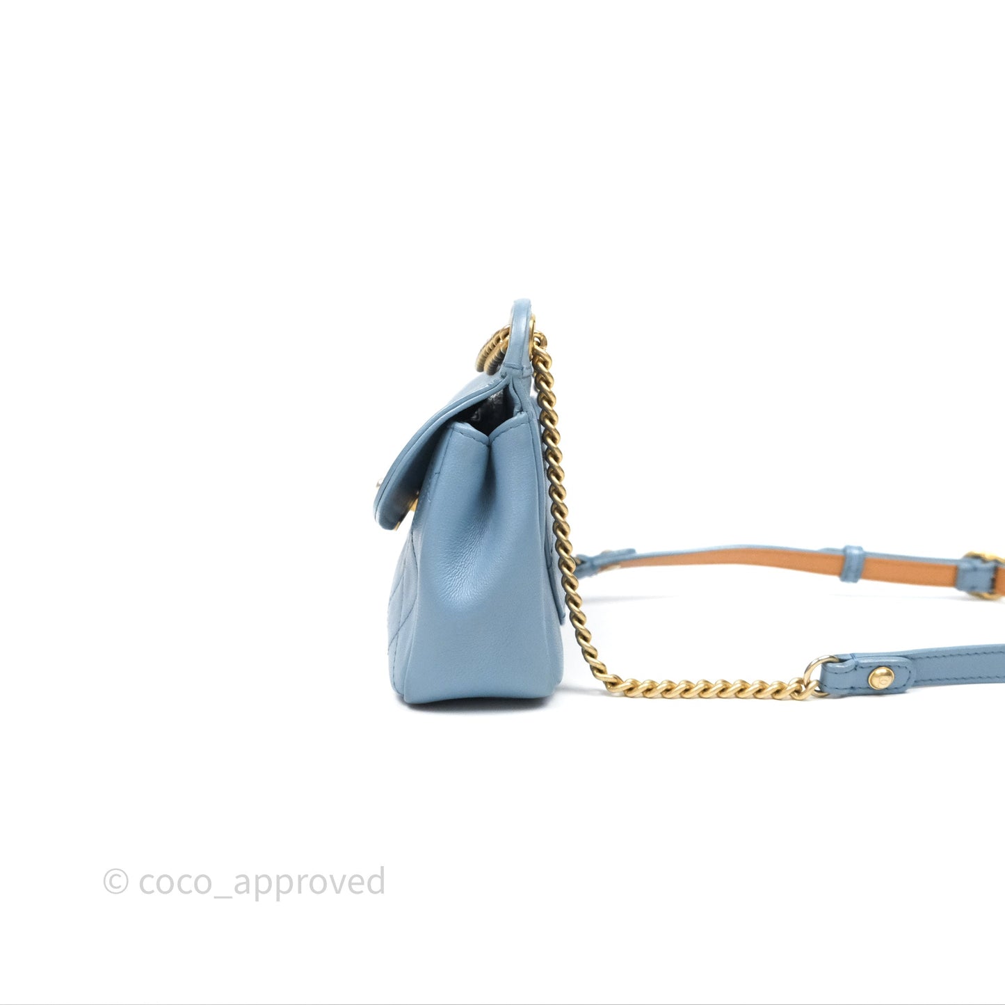 Chanel Curved Flap Bag Blue Lambskin Aged Gold Hardware