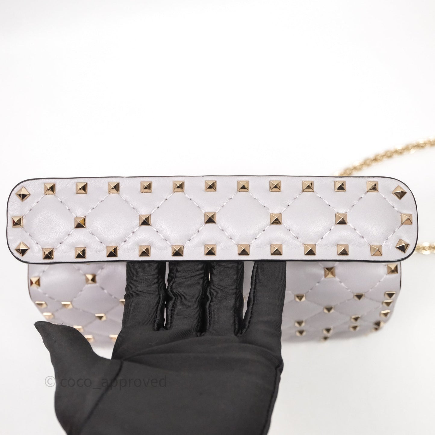 Valentino Small Nappa Rockstud Spike Bag Grey Gold Hardware