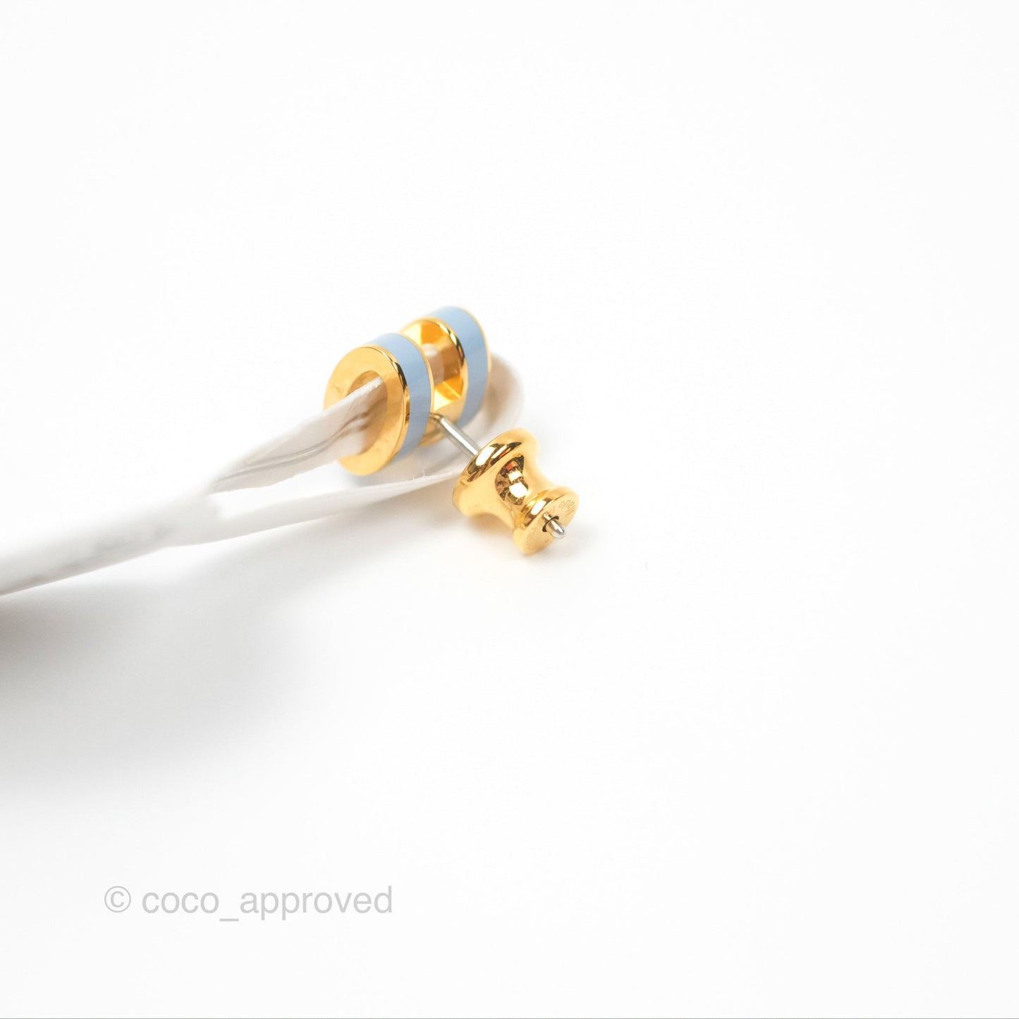 Hermès Mini Pop H Earrings Bleu Lin Gold Hardware