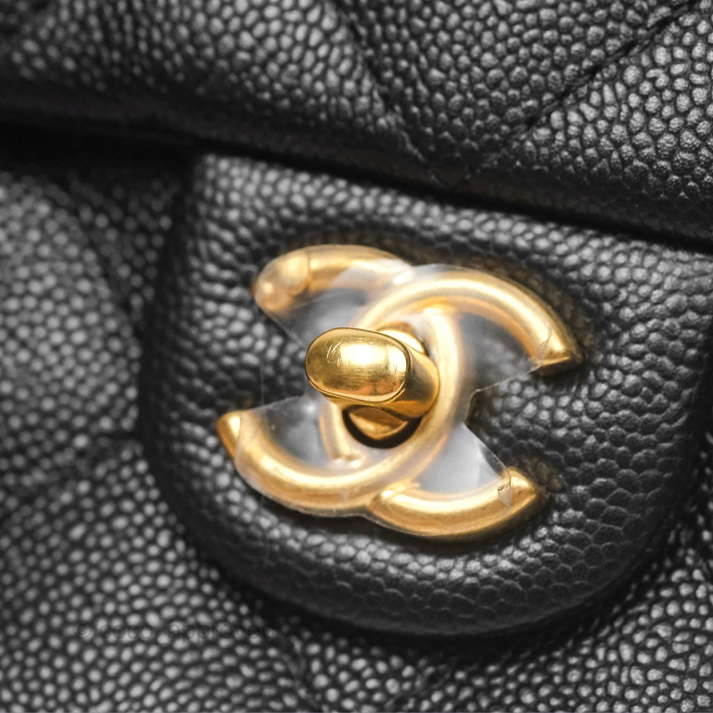 Chanel Large Flap Bag Heart Adjustable Chain Black Caviar Aged Gold Hardware