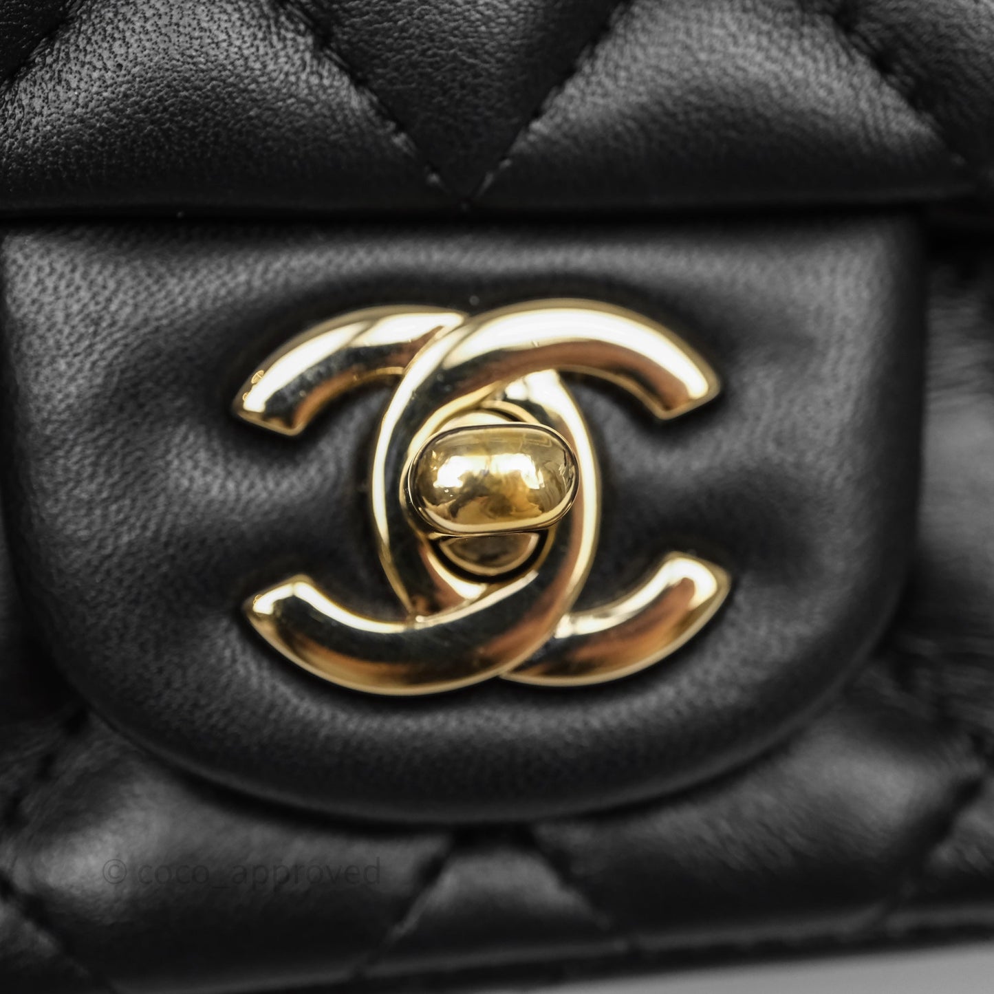 Chanel Mini Square Quilted Black Lambskin Gold Hardware
