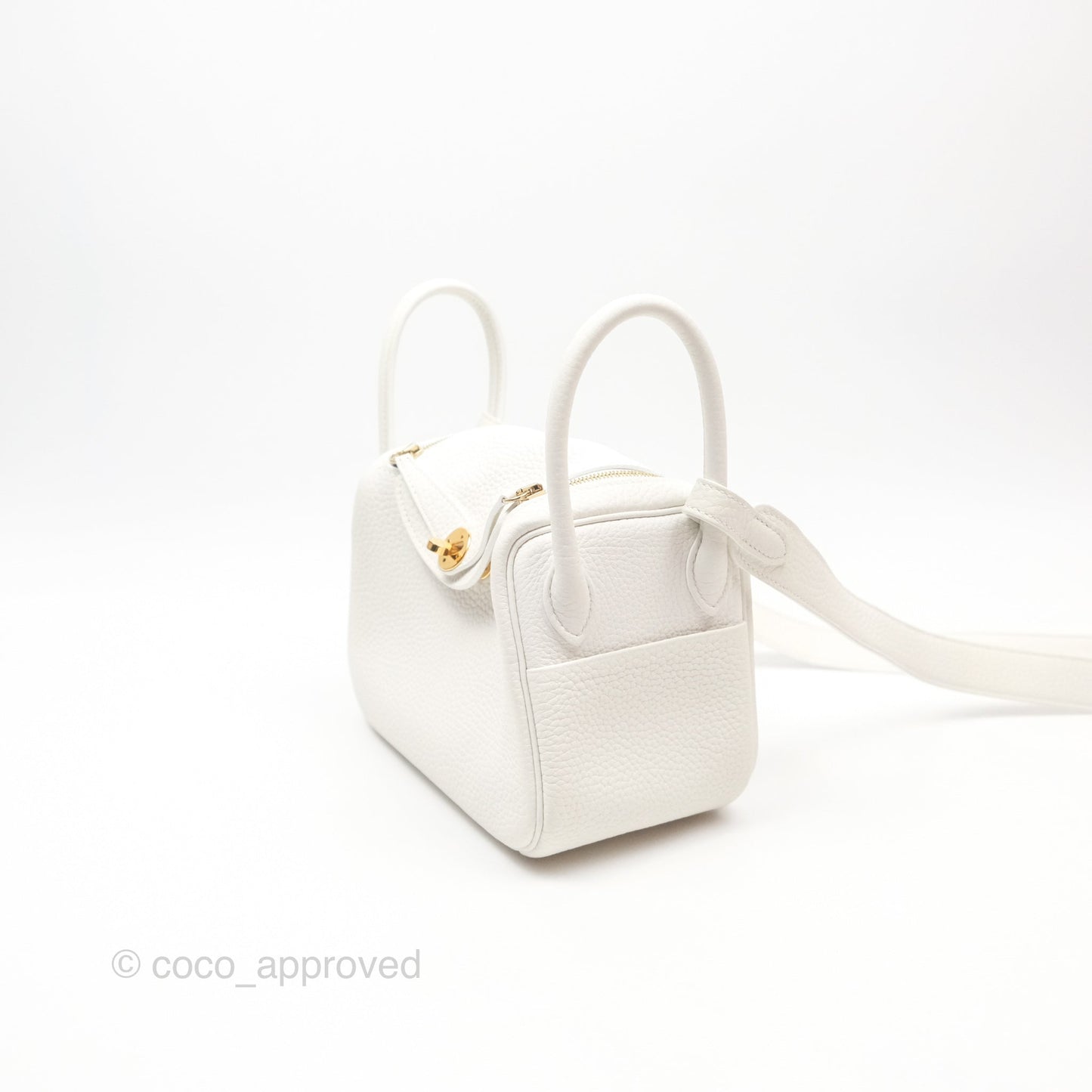 Hermès Mini Lindy 20 New White 0U Clemence Gold Hardware