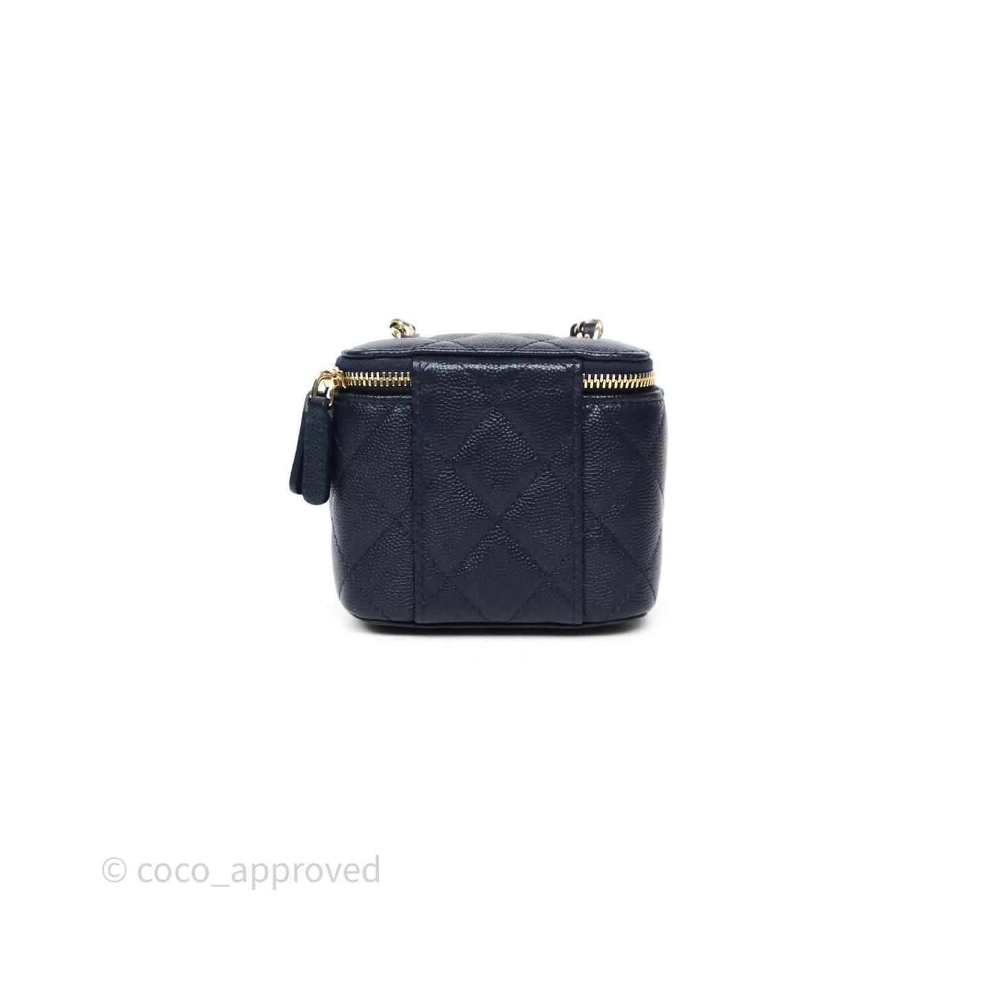 Chanel Mini Vanity With Chain Navy Caviar Gold Hardware