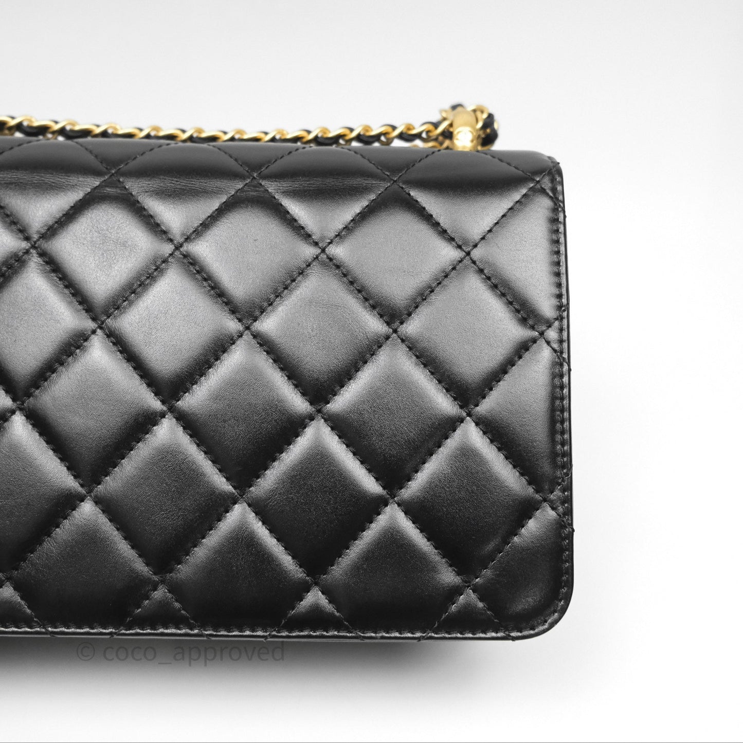 Chanel Quilted Small Perfect Fit Adjustable Black Calfskin Aged Gold Hardware