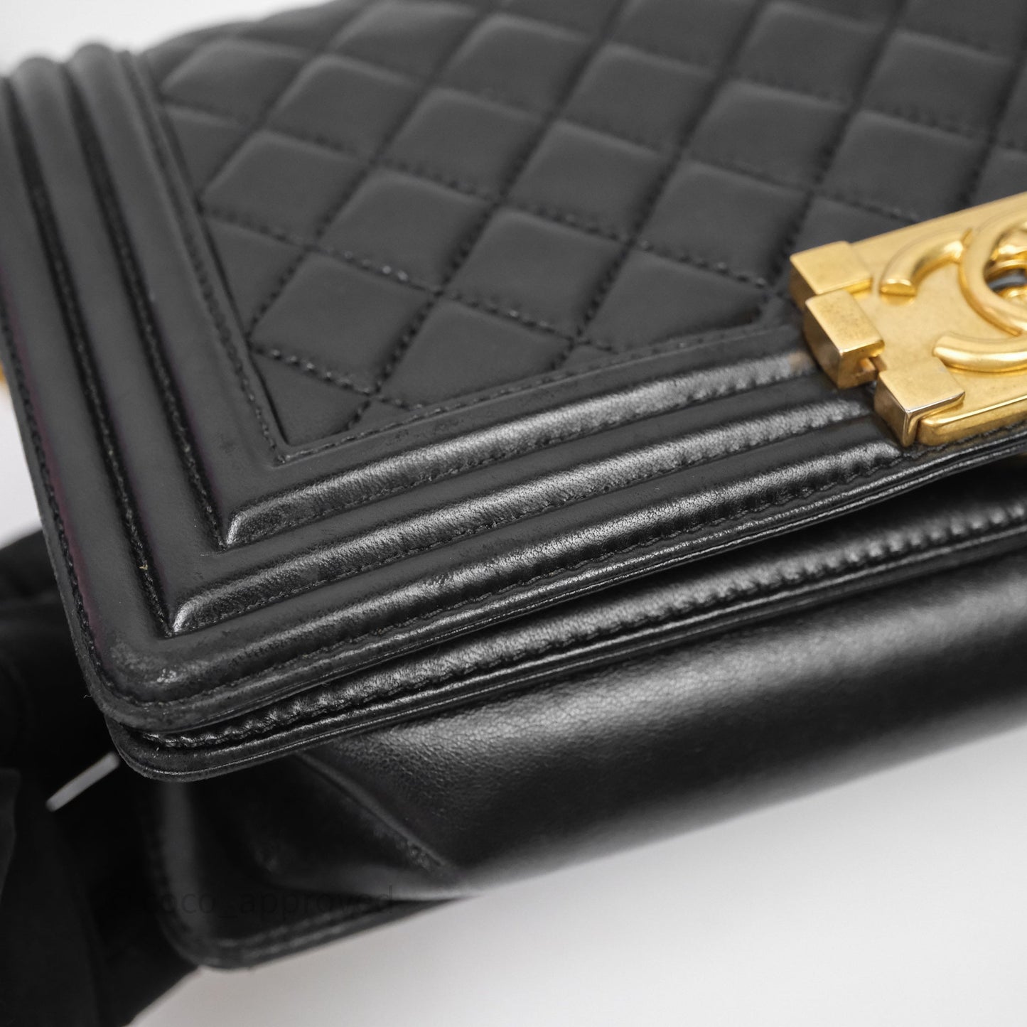 Chanel Medium Boy Quilted Black Lambskin Aged Gold Hardware