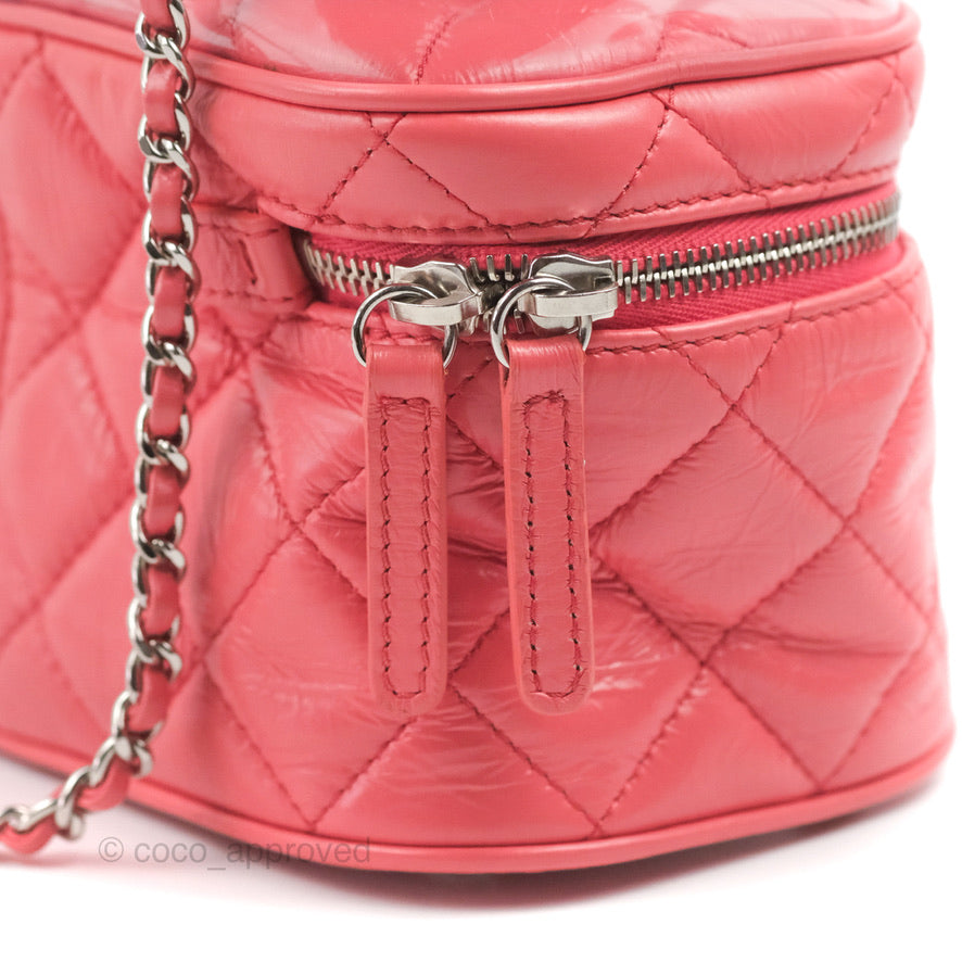 Chanel Aquarium PVC Coral Pink Crumpled Calfskin Silver Hardware