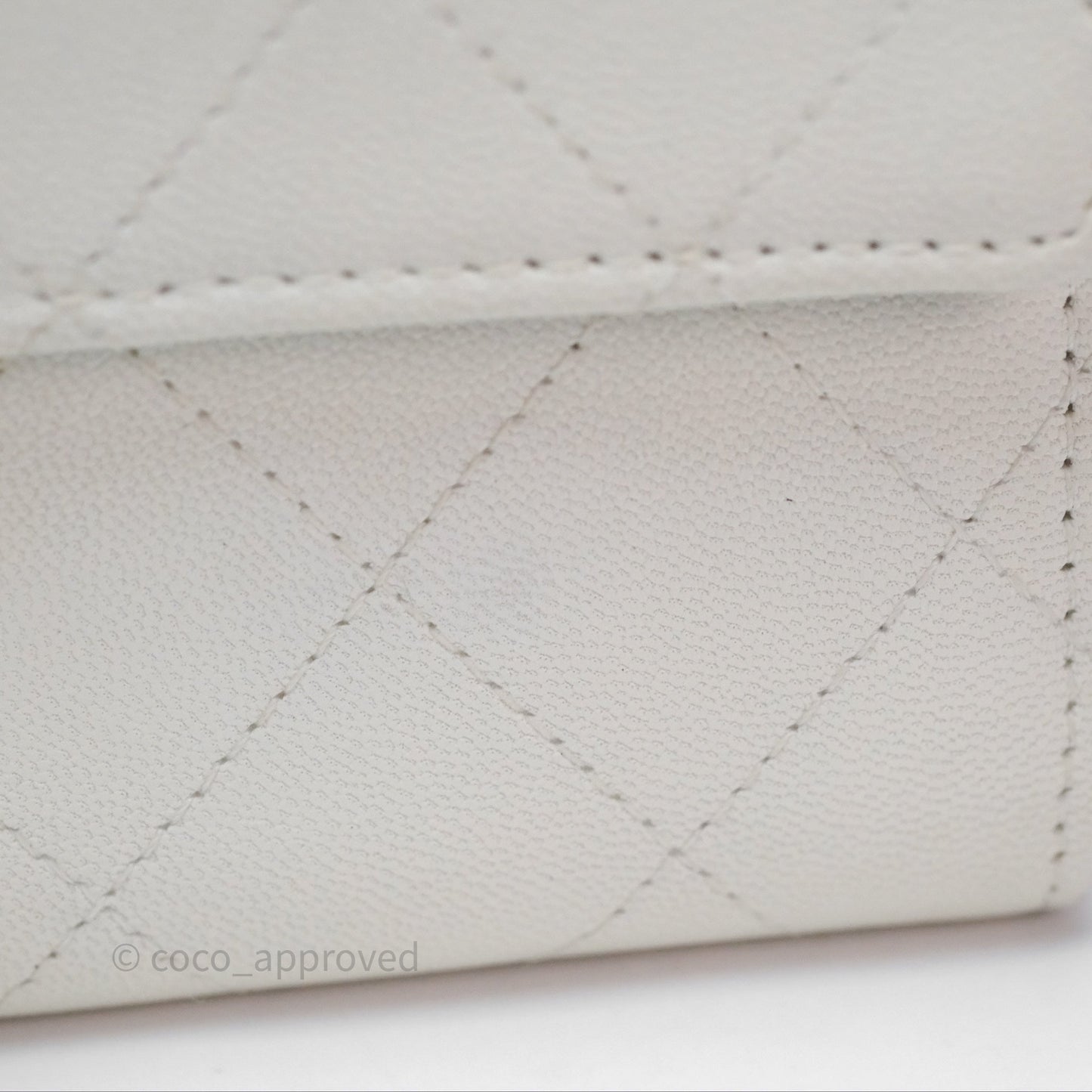 Chanel Quilted Mini Chic Pearls Flap Wallet On Chain WOC White Goatskin Aged Gold Hardware
