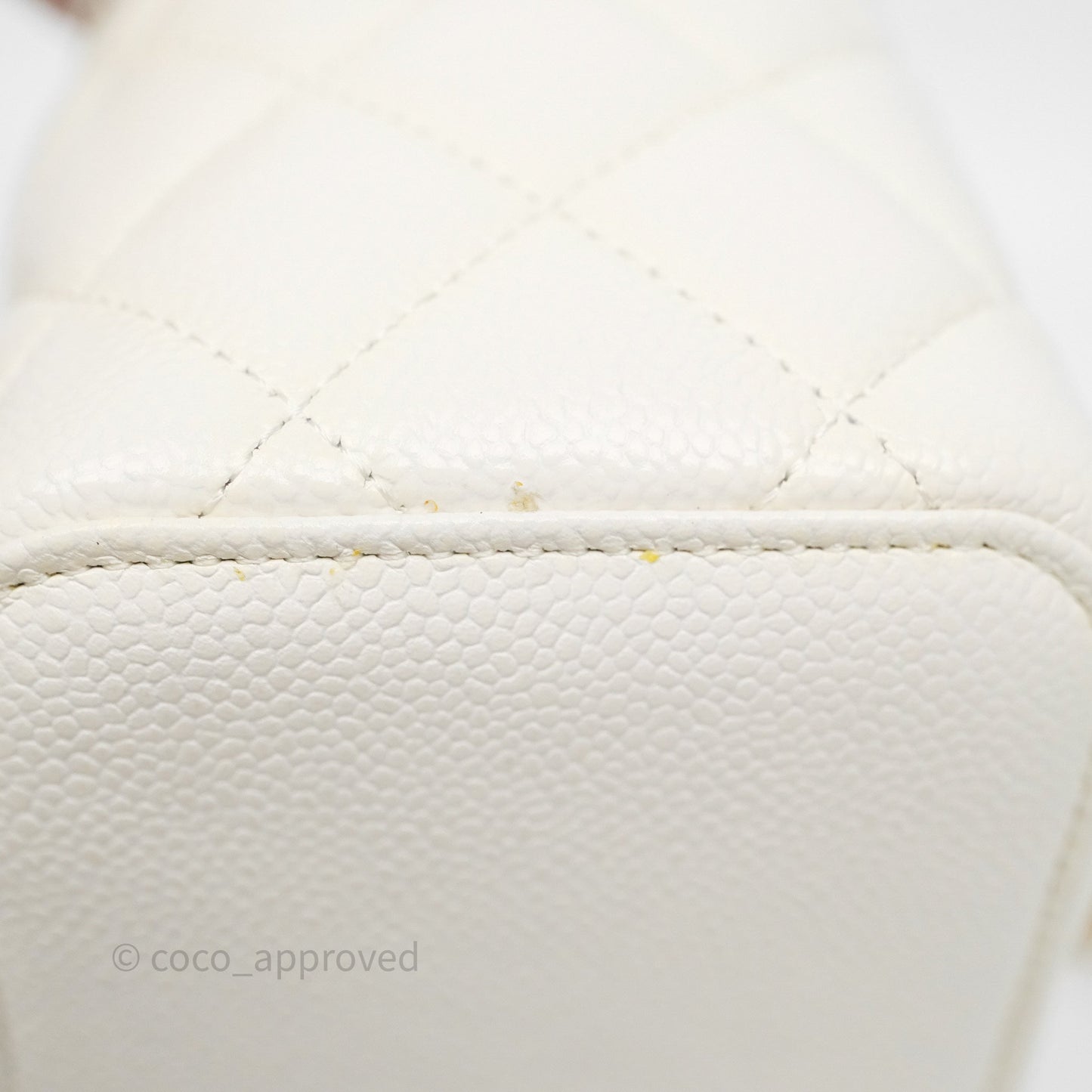 Chanel Logo Top Handle Vanity Rectangular White Caviar Aged Gold Hardware