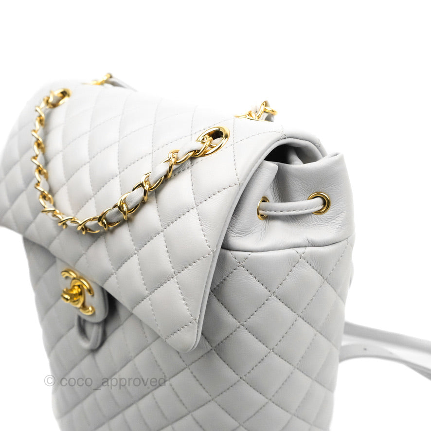 Chanel Large Quilted Urban Spirit Backpack Grey Gold Hardware