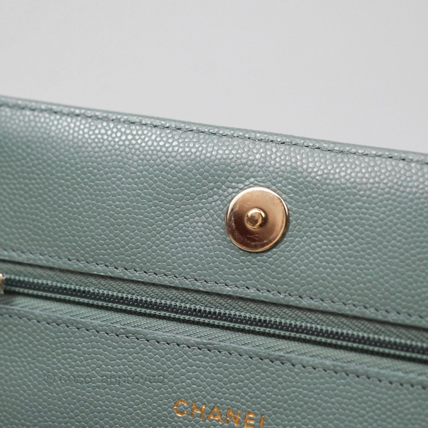 Chanel Quilted Classic Wallet on Chain WOC Green Caviar Silver Hardware