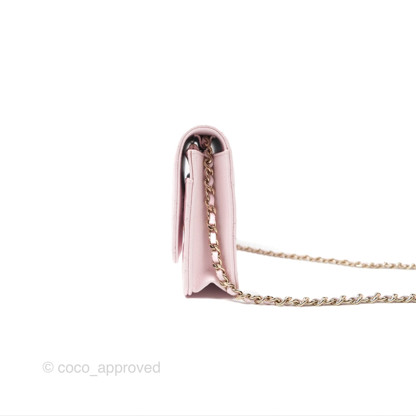 Chanel Classic Quilted Wallet On Chain WOC Sakura Pink Caviar Gold Hardware