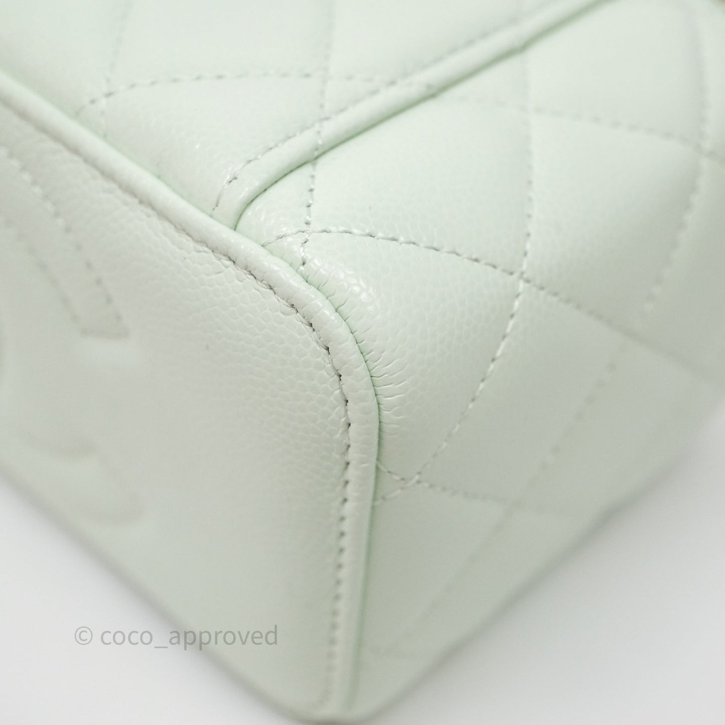 Chanel Vanity Rectangular Top Handle Mint Green Caviar Gold Hardware