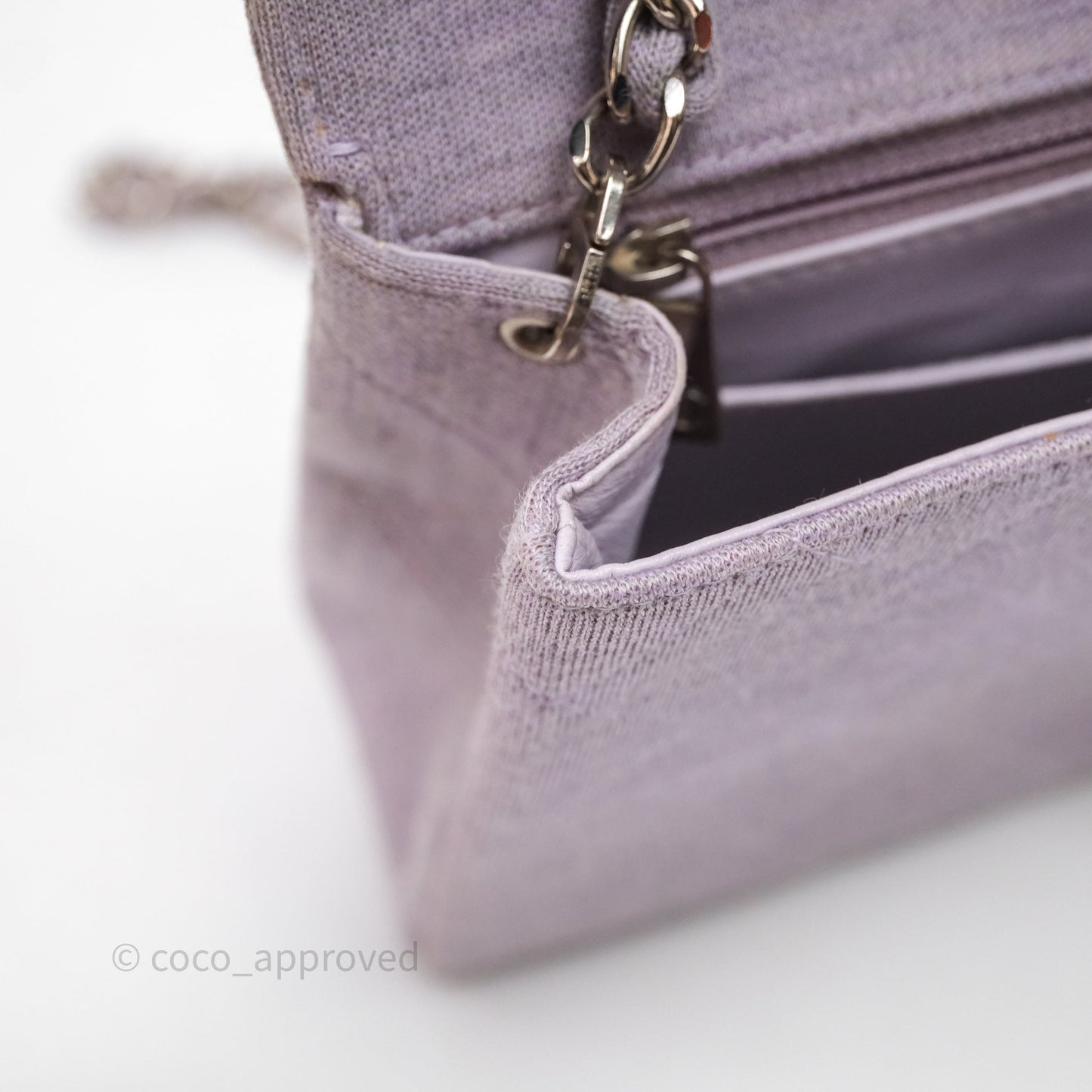 Chanel Medium Single Jersey Flap Bag Purple Silver Hardware