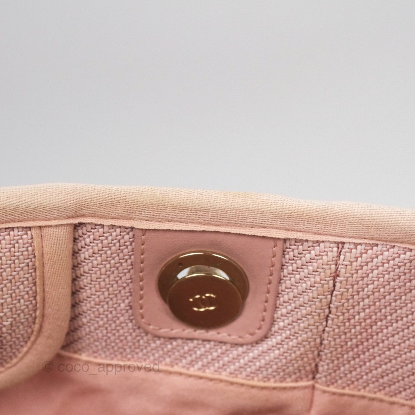Chanel Small Vertical Deauville Canvas Pink Gold Hardware