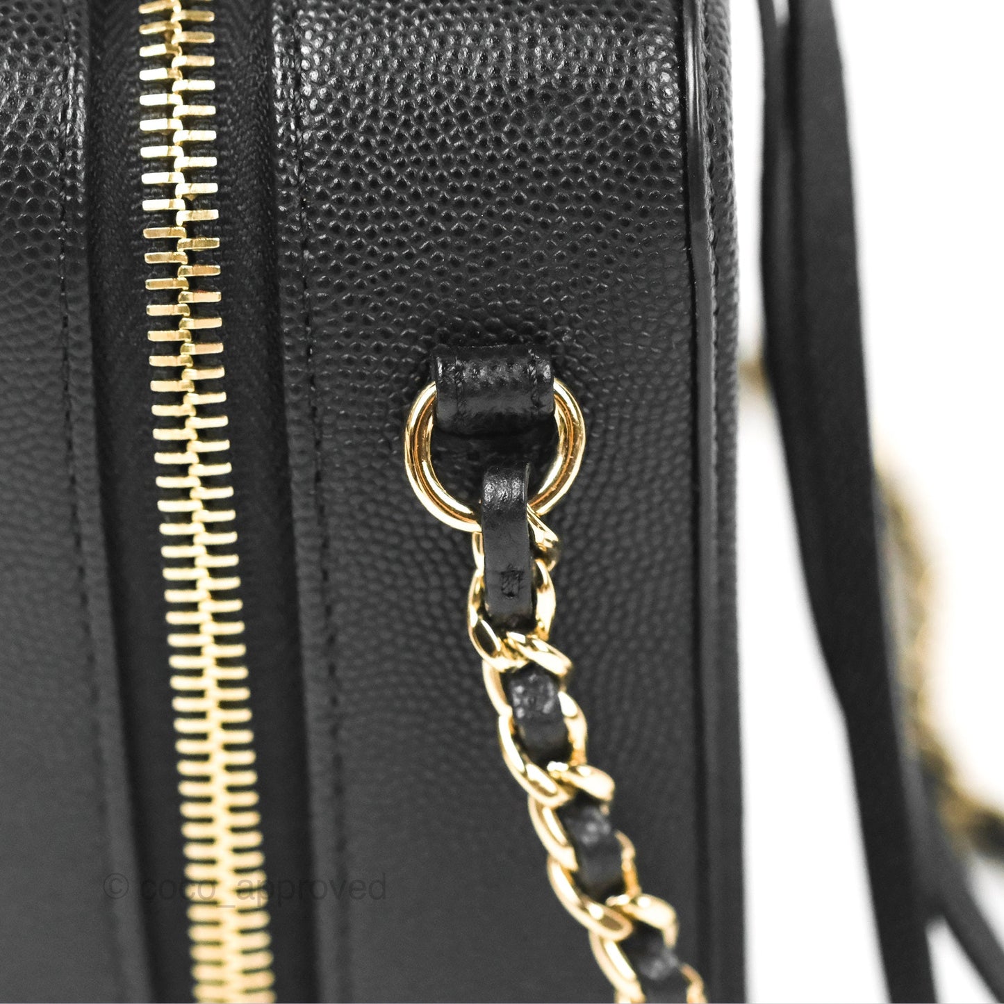 Chanel Quilted Small CC Filigree Vanity Case Black Caviar Gold Hardware