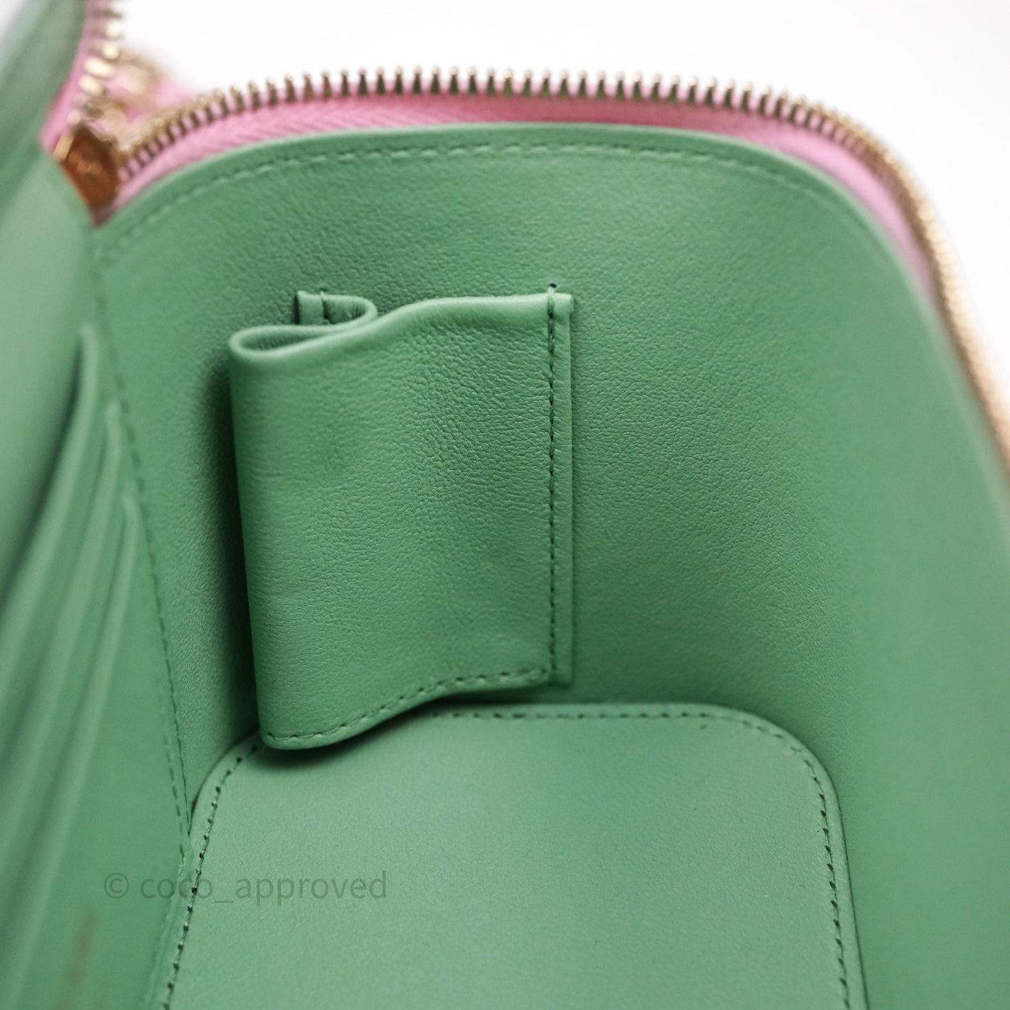 Chanel Vanity Rectangular Top Handle Pink Mint Green Lambskin Gold Hardware