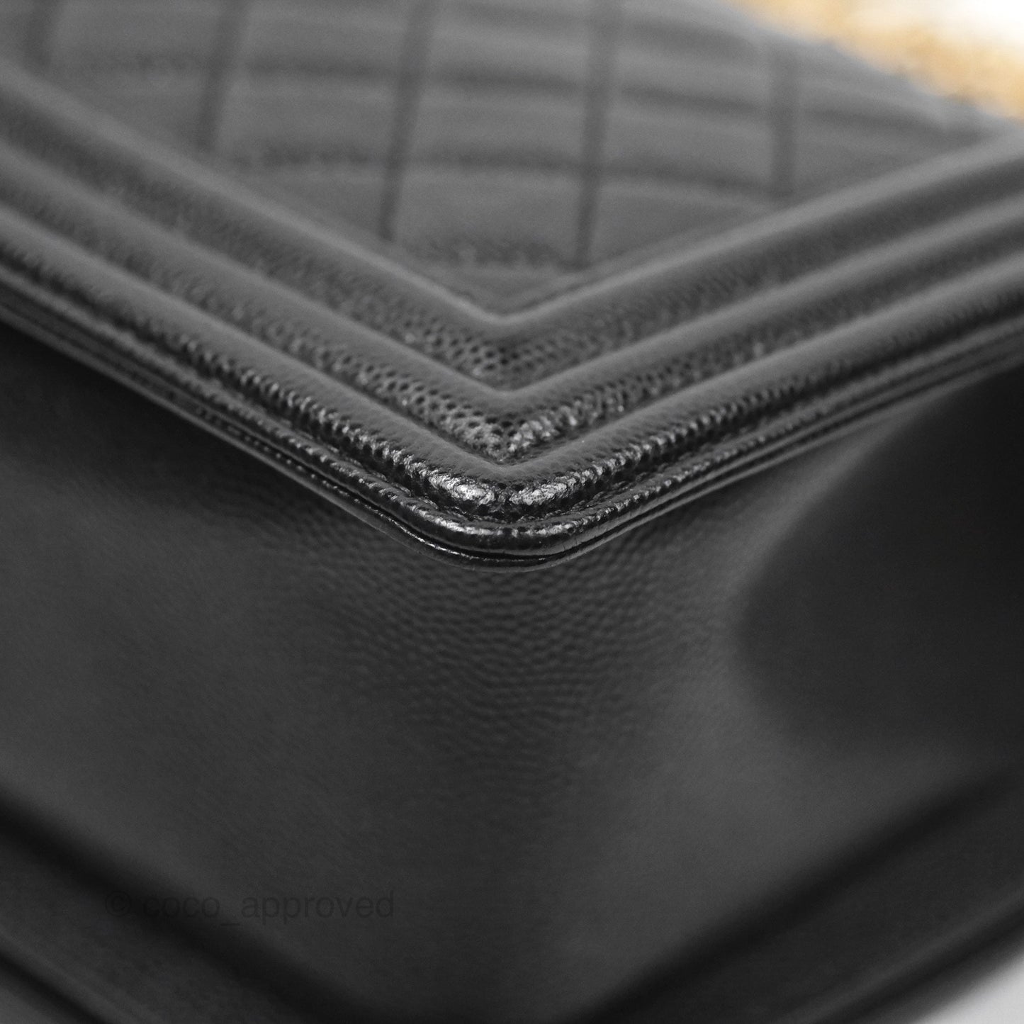Chanel Medium Boy Quilted Black Caviar Aged Gold Hardware