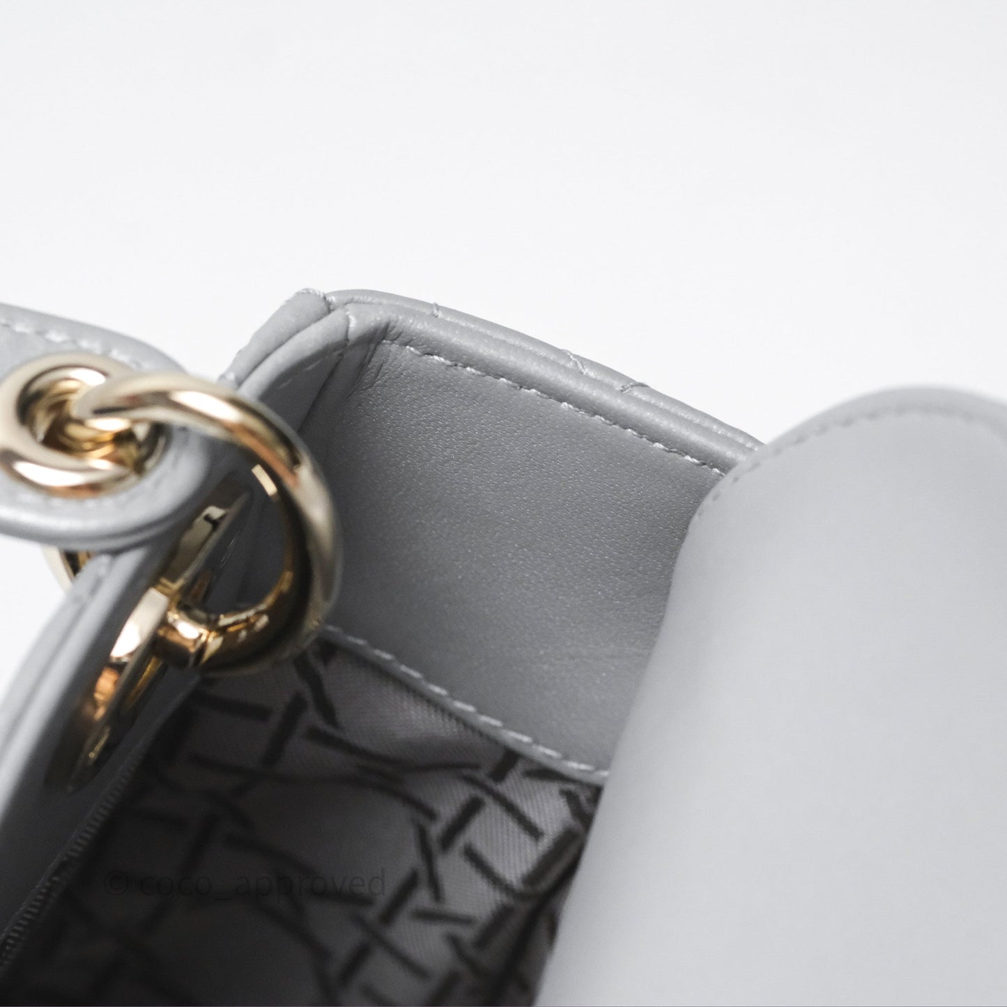 Christian Dior Mini Lady Dior Iridescent Grey Lambskin Cannage Gold Hardware