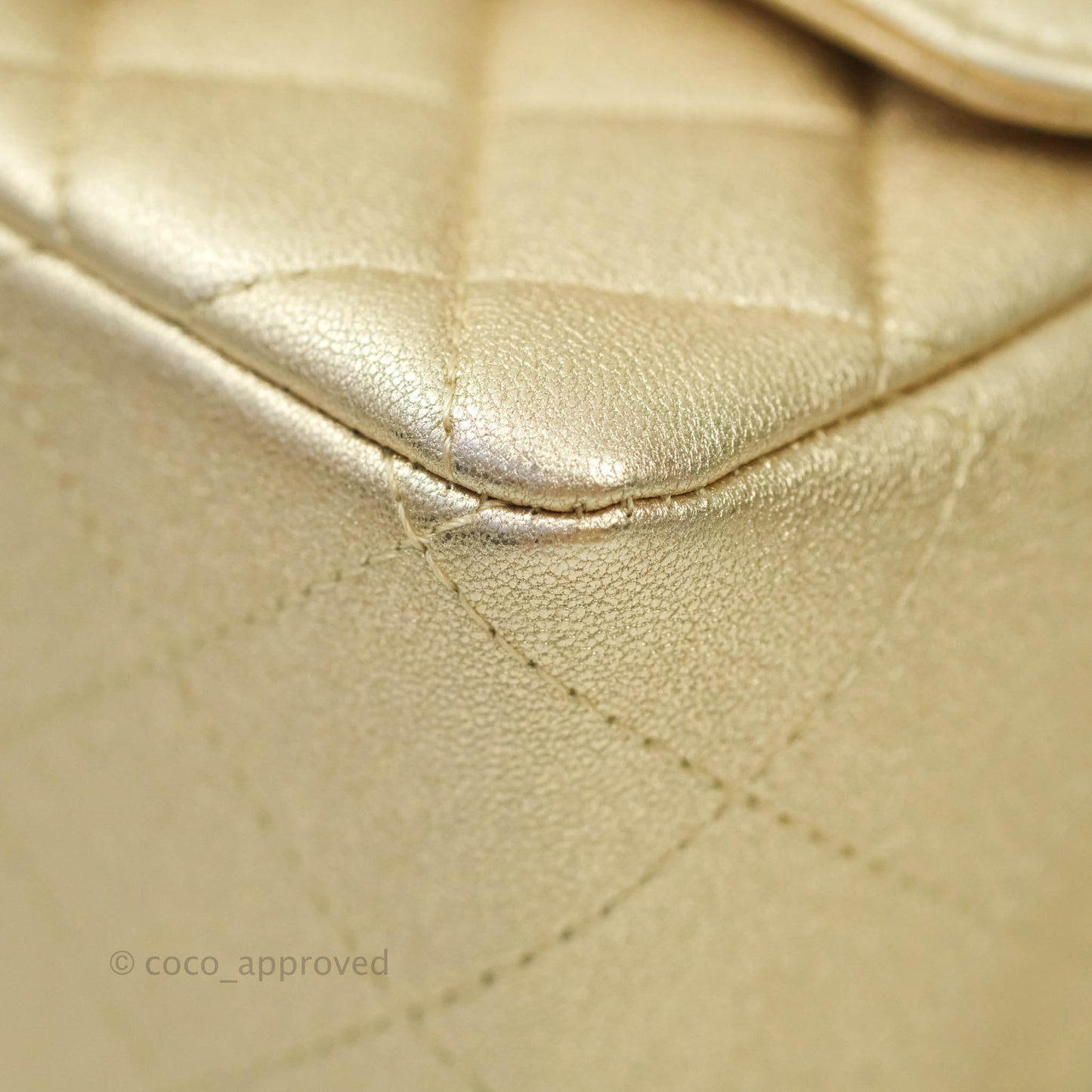 Chanel Classic Quilted Mini Square Flap Iridescent Gold Gold Hardware 21P