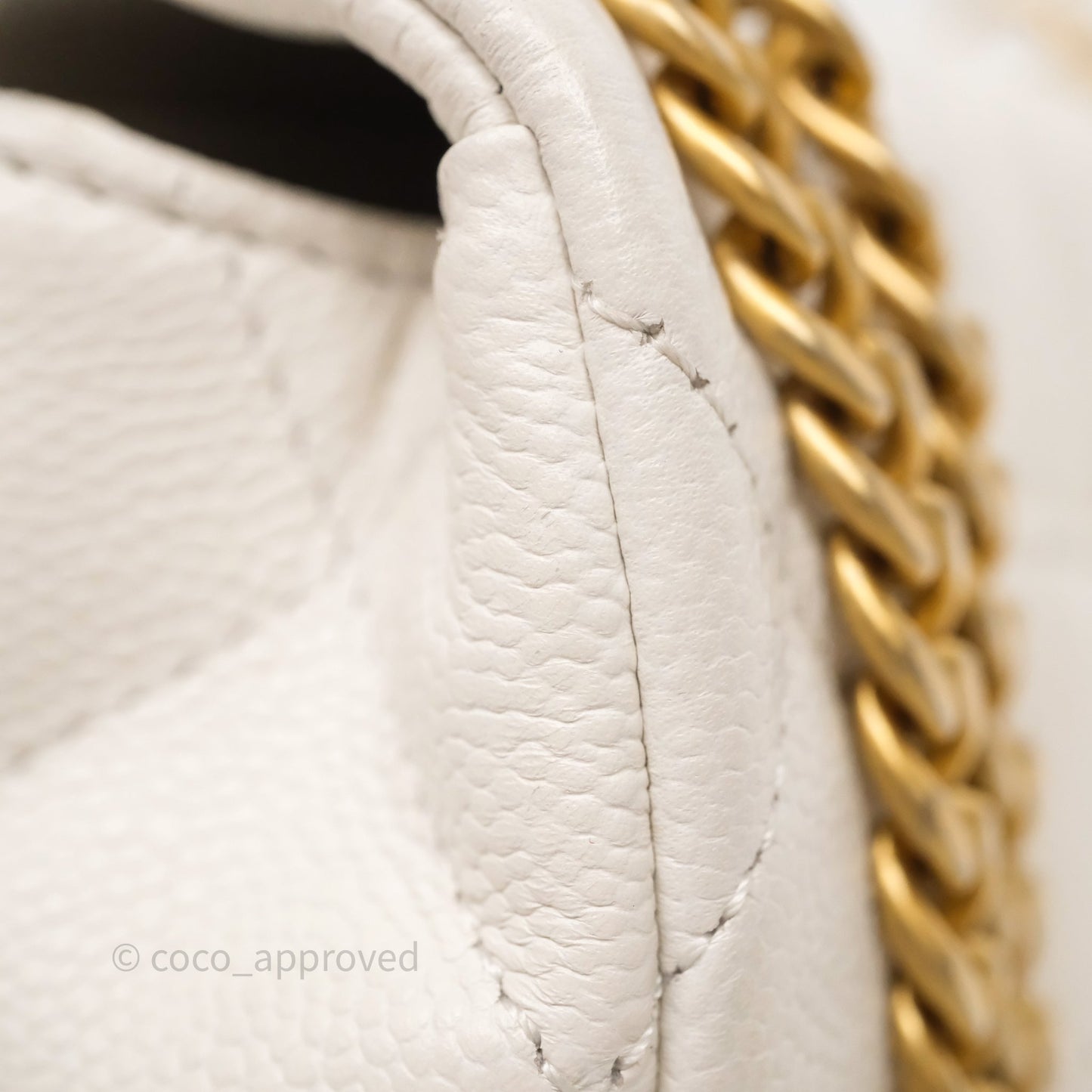 Chanel Heart Crush Mini Flap Bag White Caviar Aged Gold Hardware