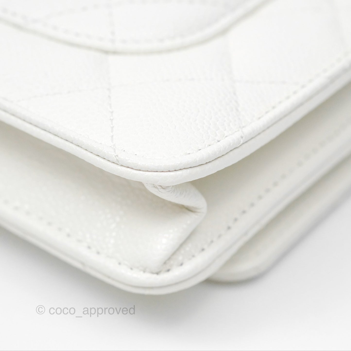 Chanel Classic Quilted Wallet On Chain WOC White Caviar Gold Hardware