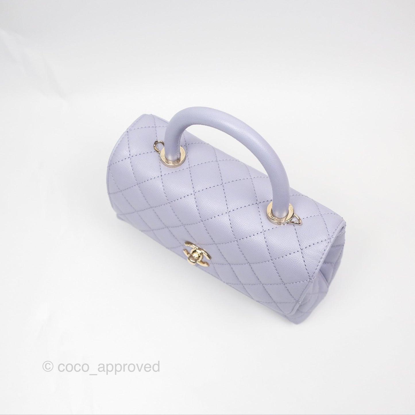 Chanel Small Coco Handle Quilted Lilac Caviar Gold Hardware