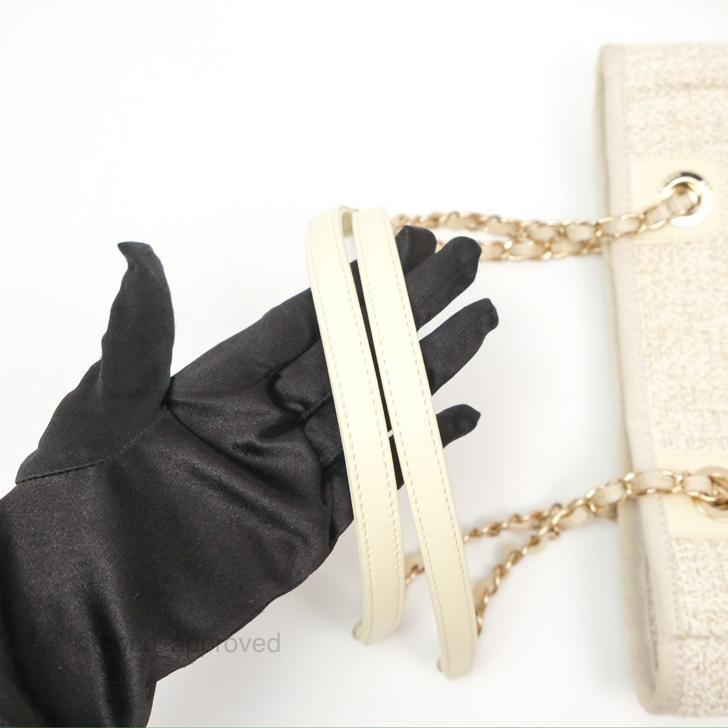 Chanel Mini Deauville Tote Ivory Lurex Boucle Gold Hardware