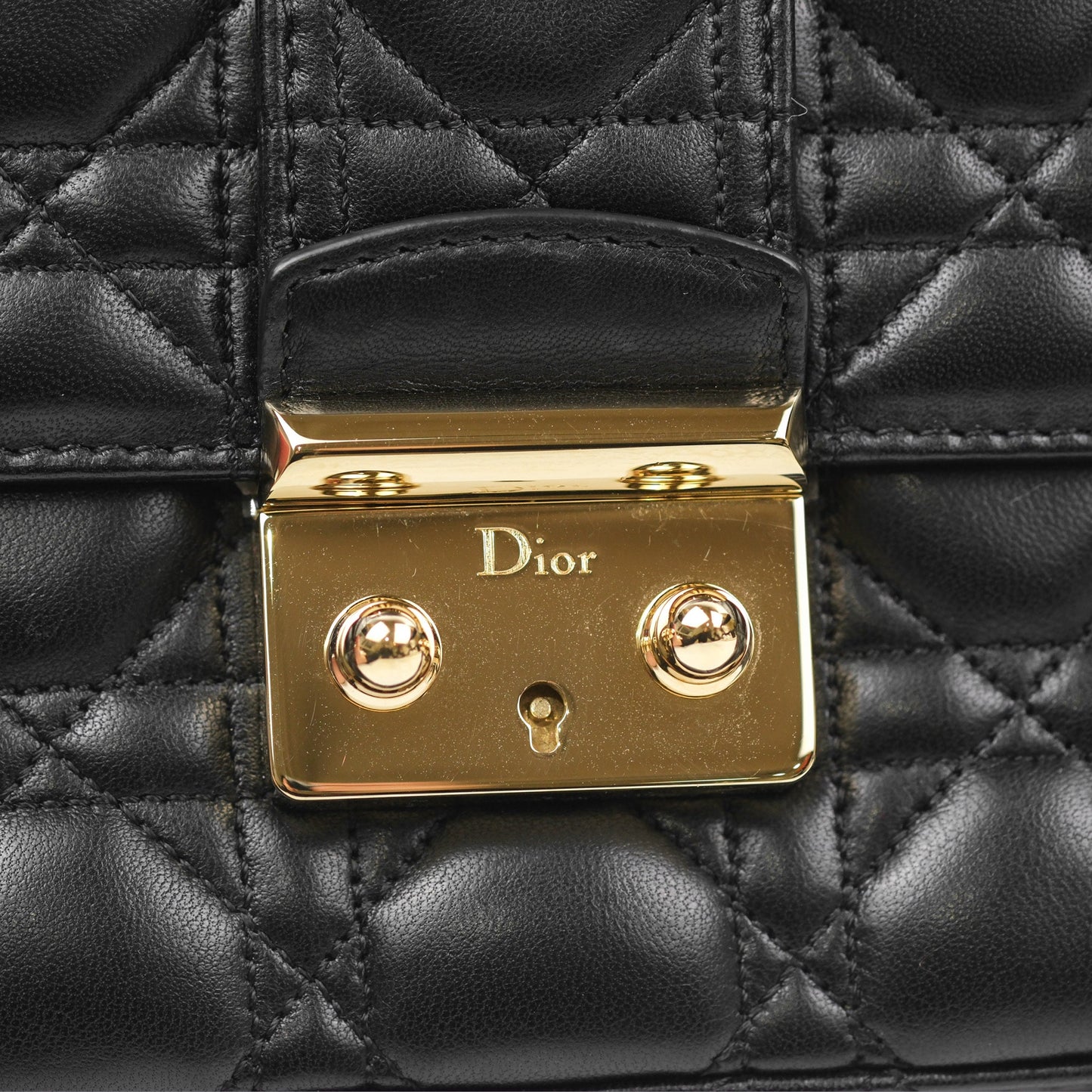 Chanel Medium Miss Dior Flap Bag Black Cannage Lambskin Gold Hardware