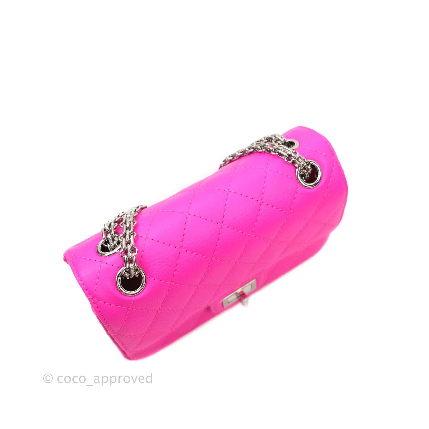 Chanel Mini Reissue 224 Fuchsia Neon Pink Goatskin Silver Hardware